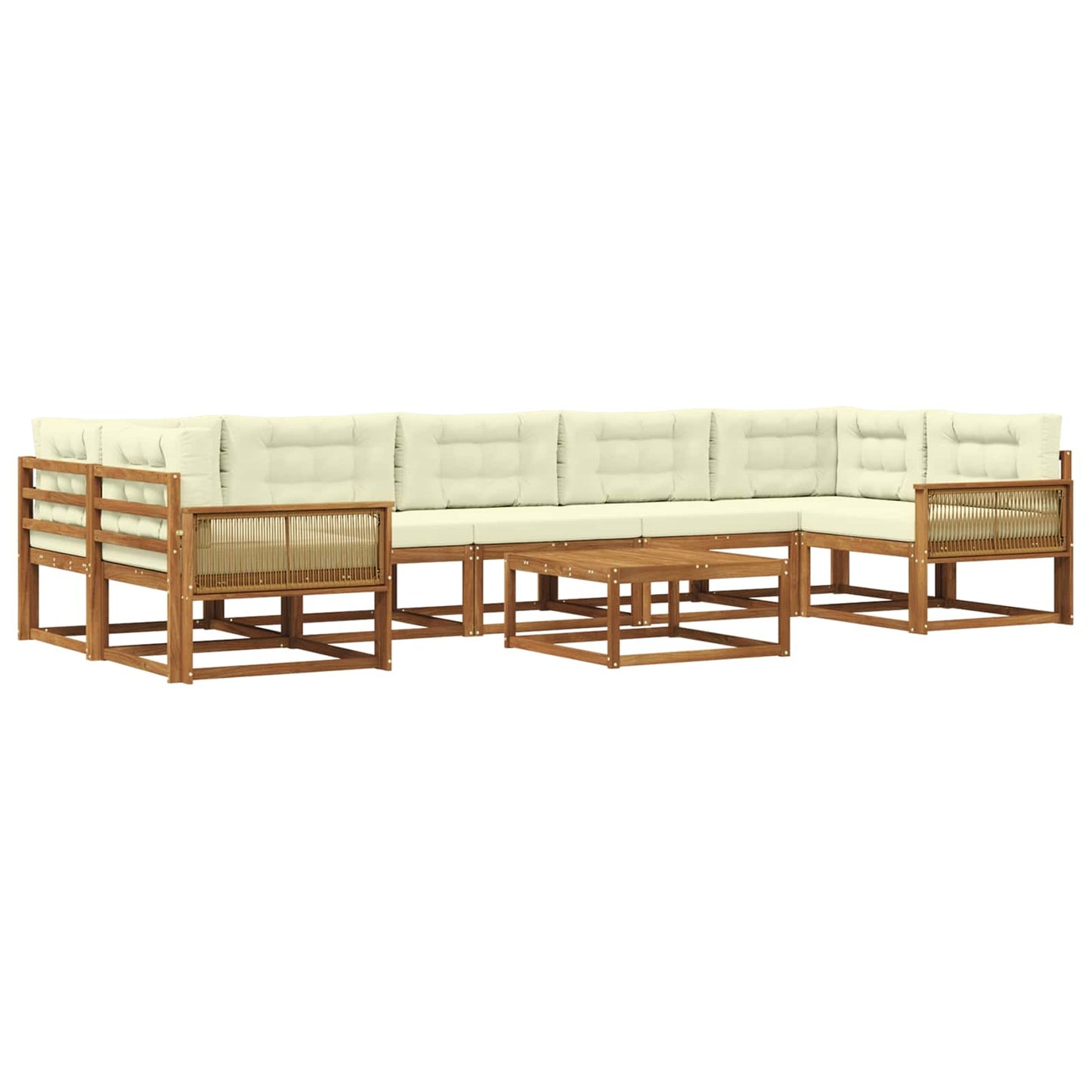 Outdoor-Sofagarnitur mit Kissen 8 pcs Natur und Creme