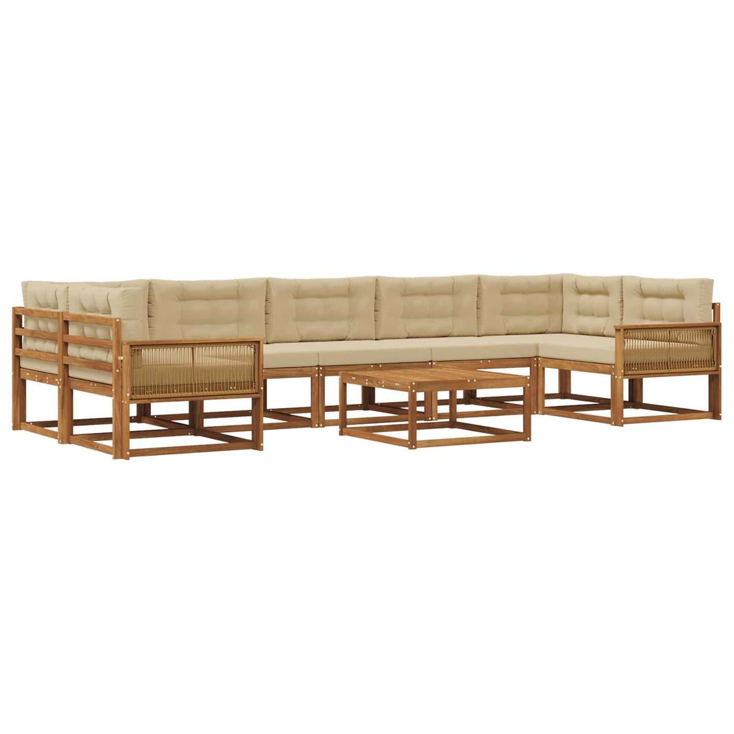 Outdoor-Sofagarnitur mit Kissen 8 pcs Natur und Beige