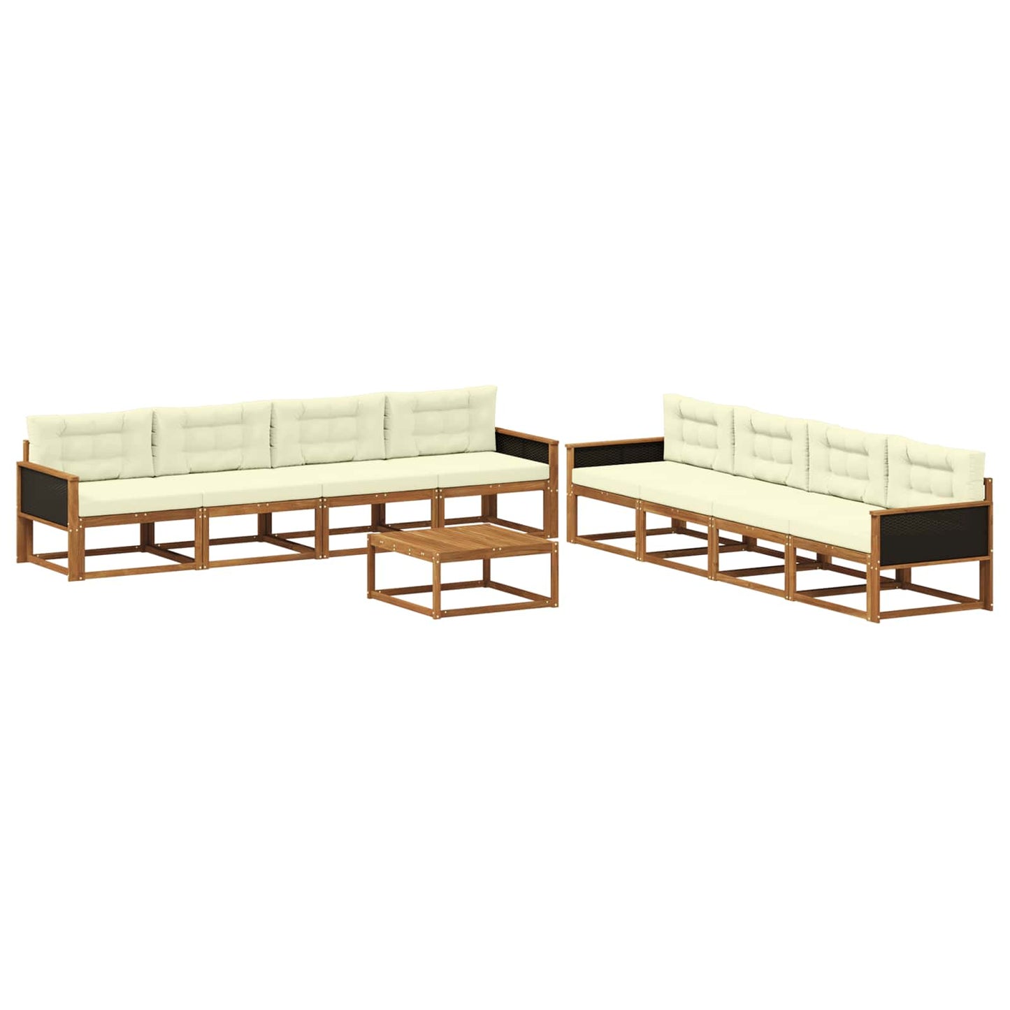 Outdoor-Sofagarnitur mit Kissen 9 pcs Natur und Creme