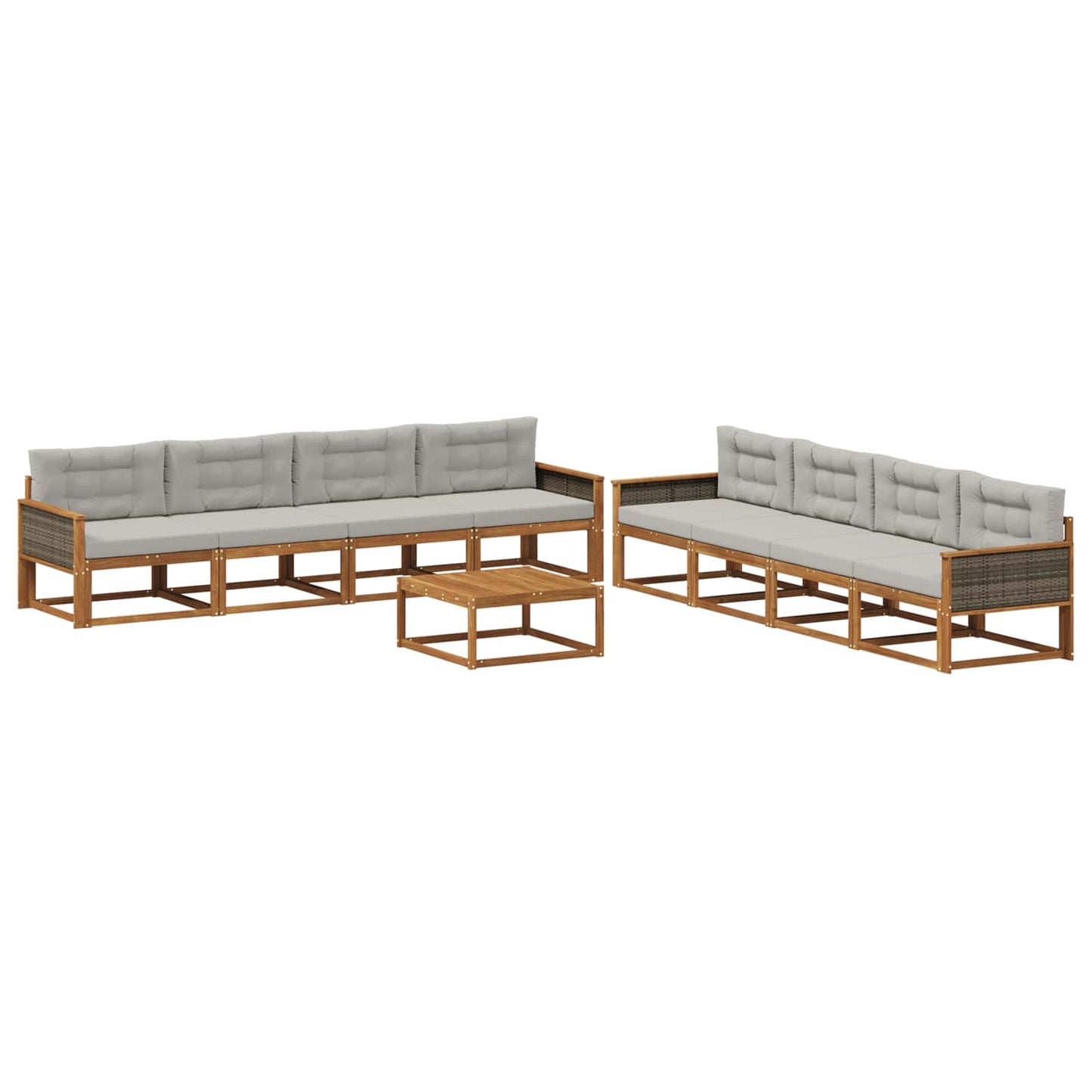 Outdoor-Sofagarnitur mit Kissen 9 pcs Natural and Light grey
