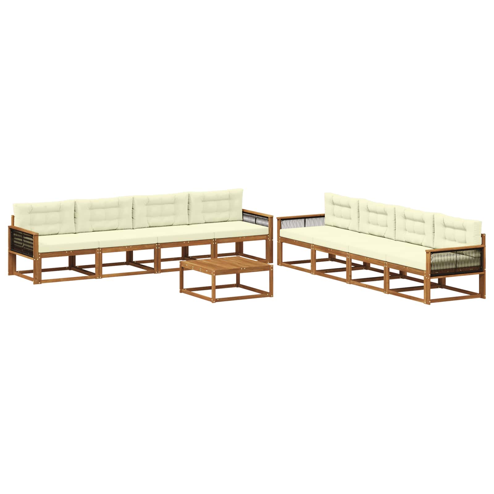 Outdoor-Sofagarnitur mit Kissen 9 pcs Natur und Creme