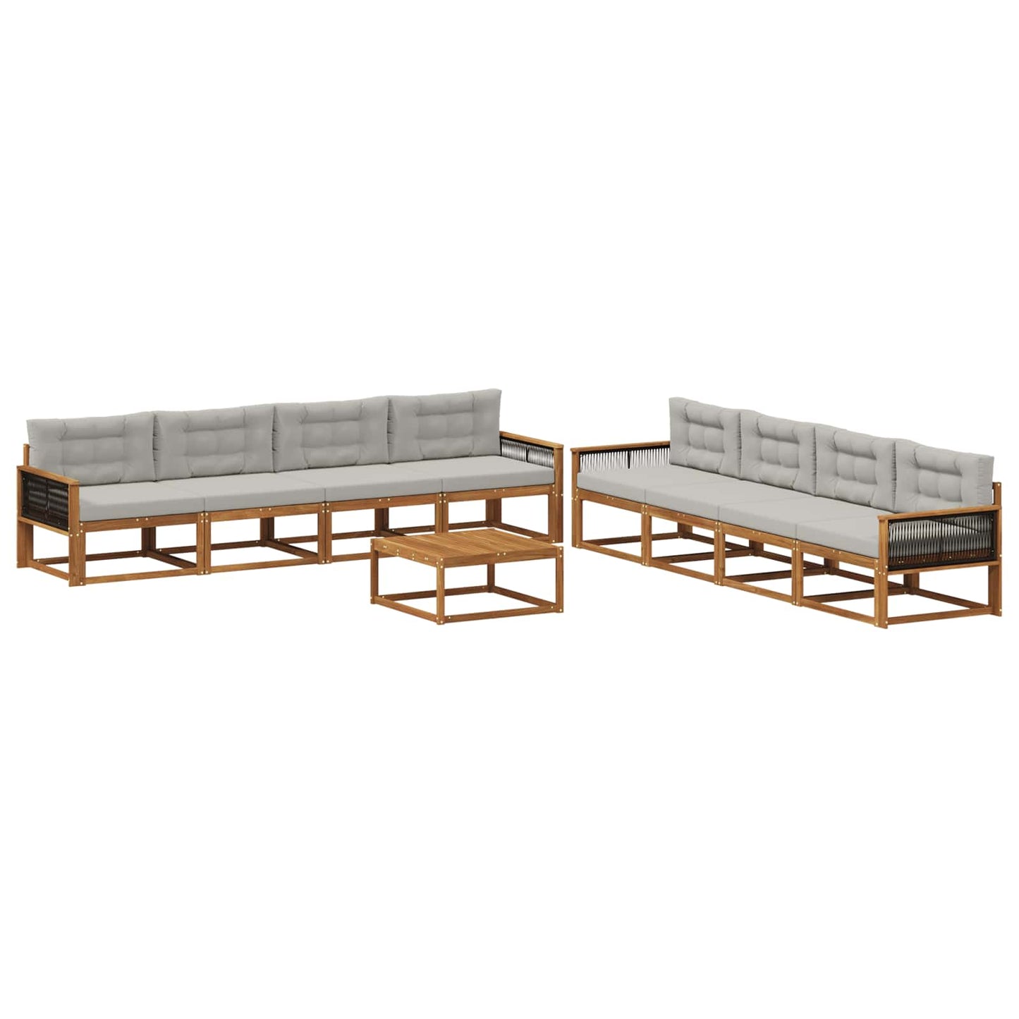 Outdoor-Sofagarnitur mit Kissen 9 pcs Natural and Light grey