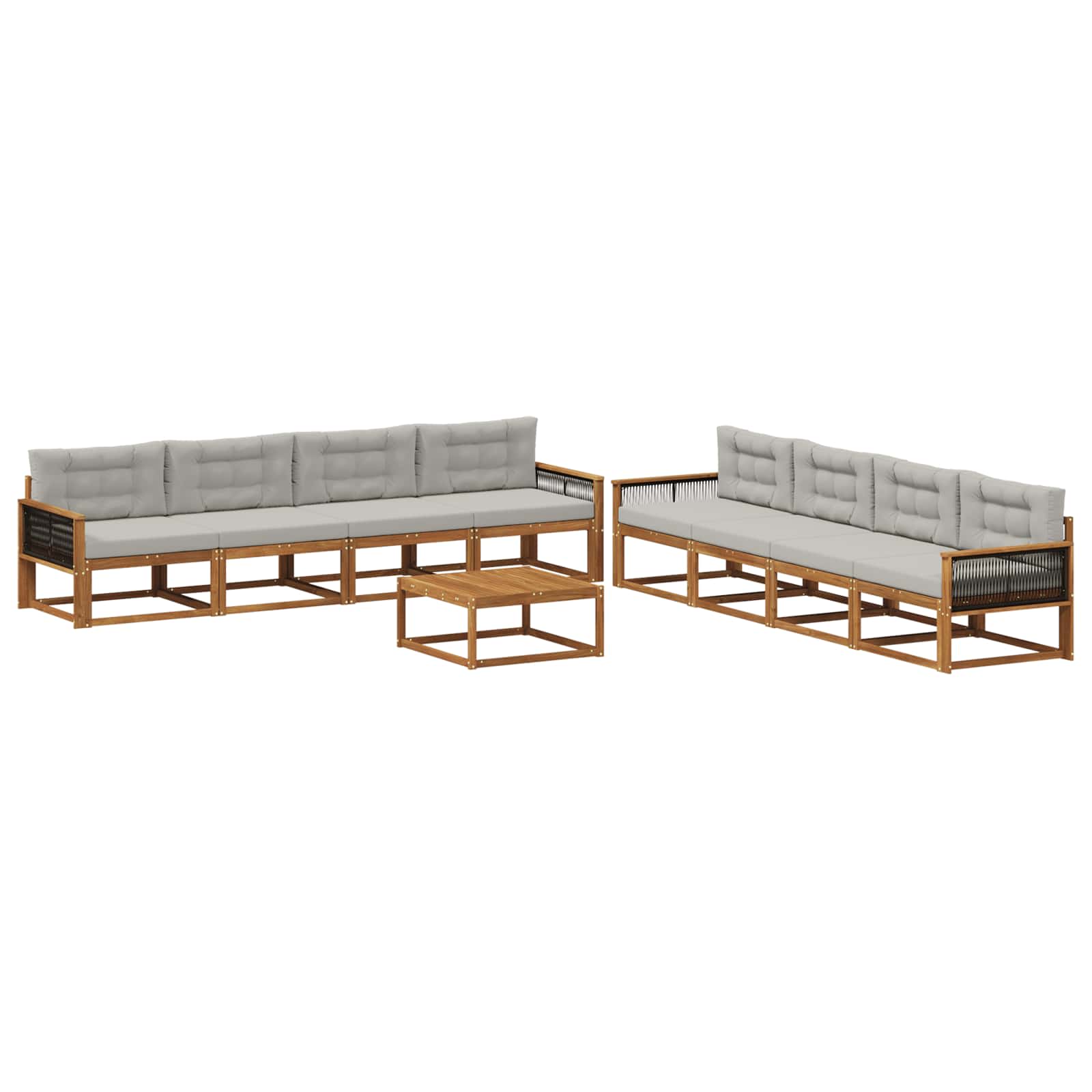 Outdoor-Sofagarnitur mit Kissen 9 pcs Natural and Light grey