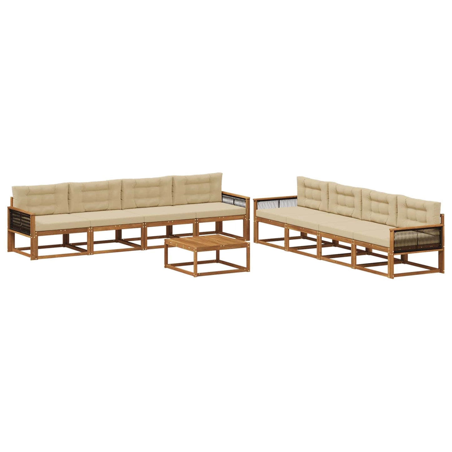 Outdoor-Sofagarnitur mit Kissen 9 pcs Natur und Beige