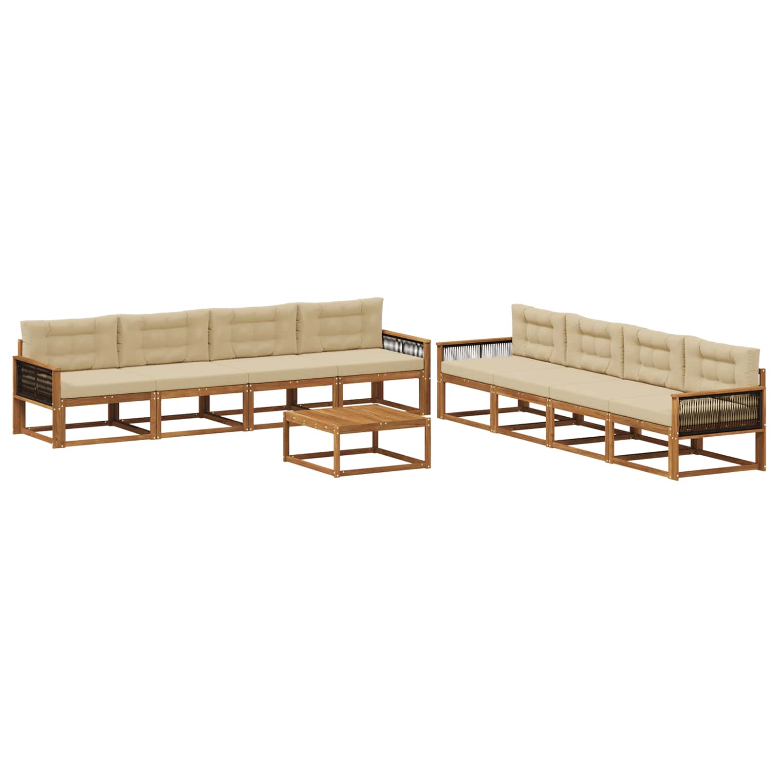 Outdoor-Sofagarnitur mit Kissen 9 pcs Natur und Beige