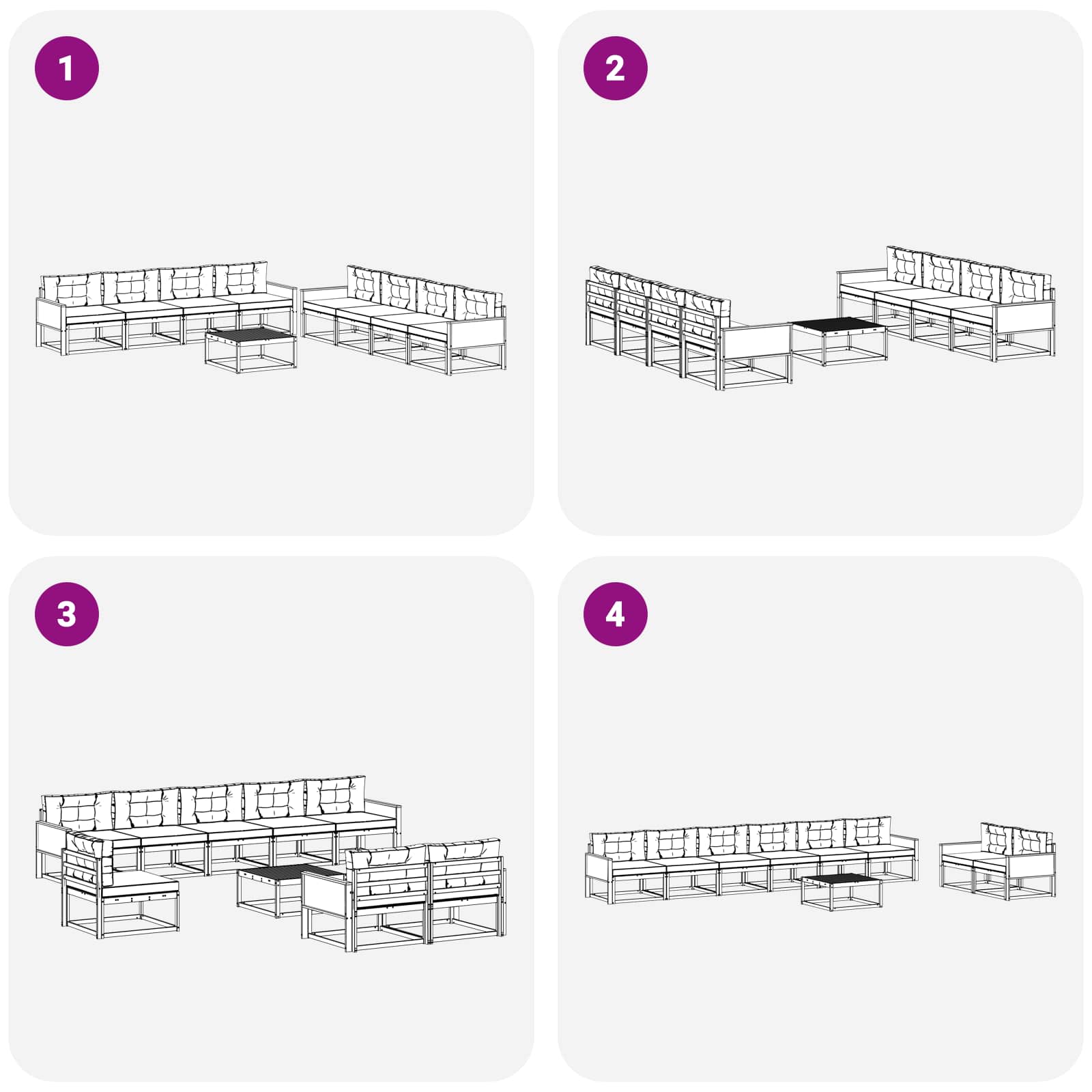 Outdoor-Sofagarnitur mit Kissen 9 pcs Natur und Creme