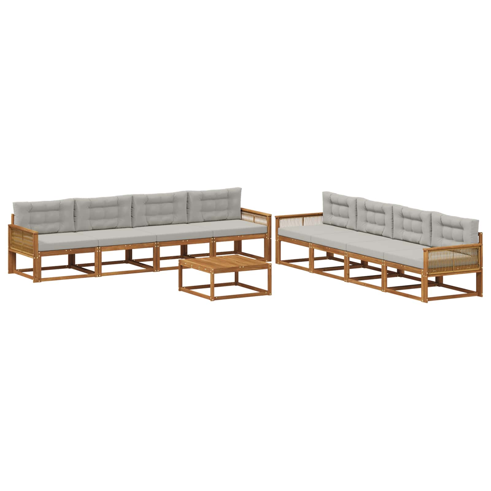 Outdoor-Sofagarnitur mit Kissen 9 pcs Natural and Light grey