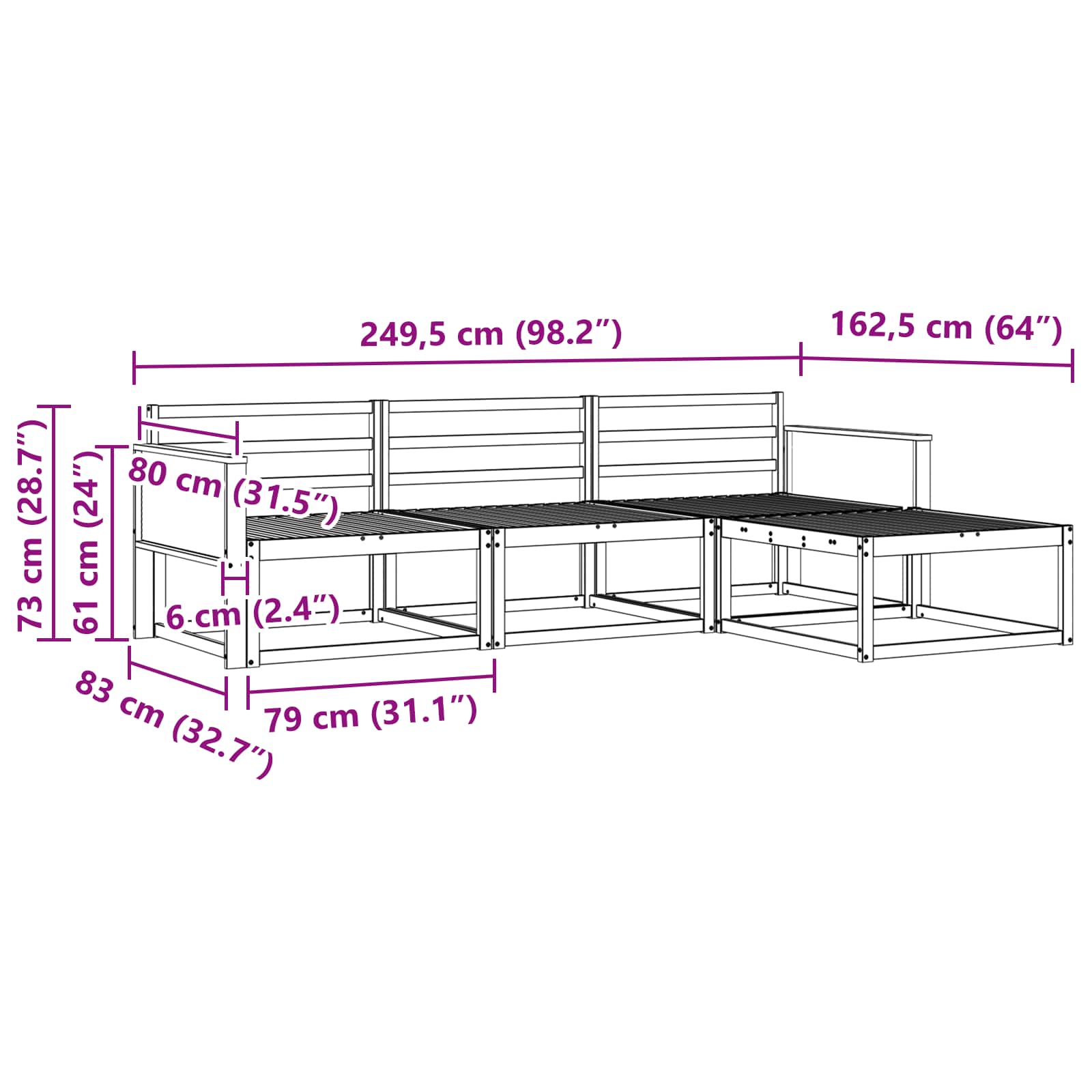 Outdoor-Sofagarnitur 4 stk. Natur Massivholz Akazie