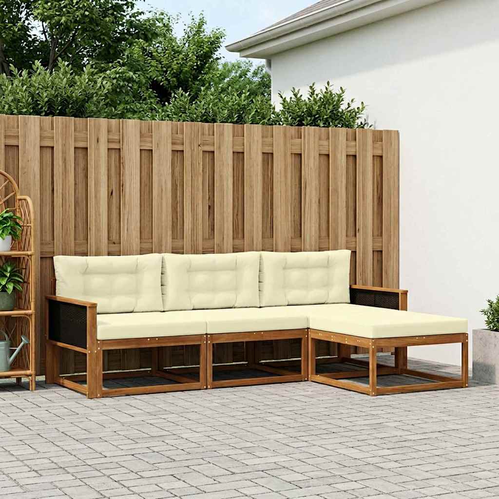 Outdoor-Sofagarnitur 4 stk. Natur und Creme