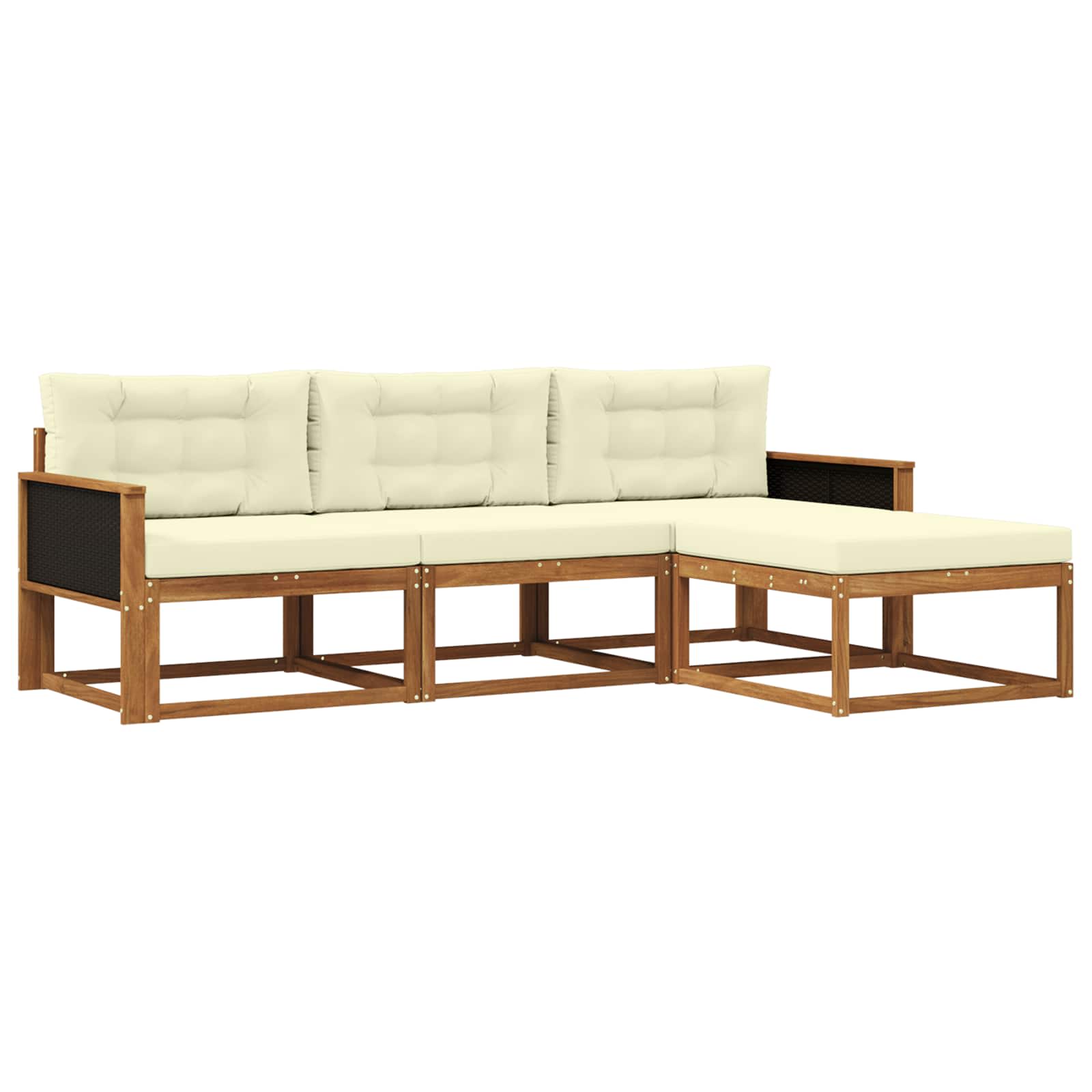 Outdoor-Sofagarnitur 4 stk. Natur und Creme