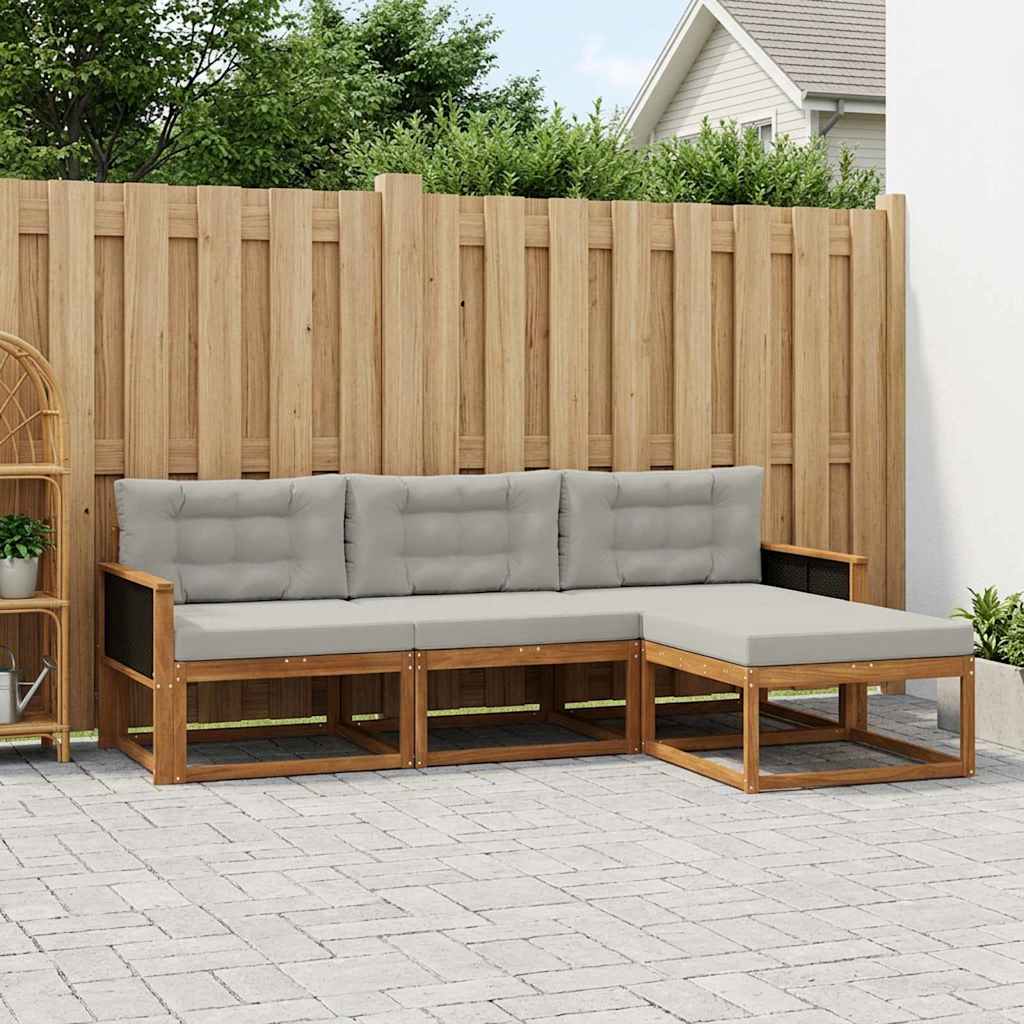 Outdoor-Sofagarnitur mit Kissen 4 pcs Natural and Light grey