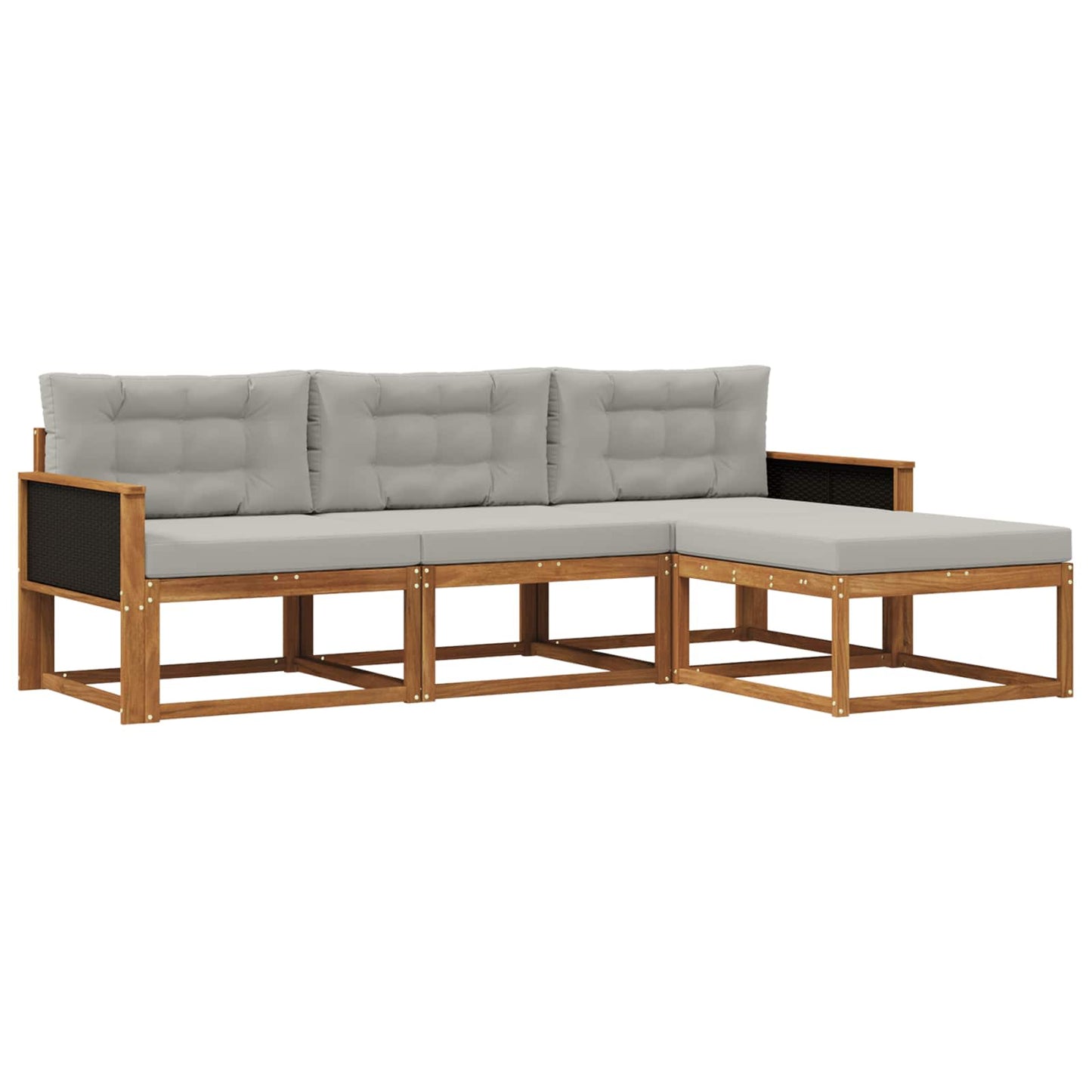 Outdoor-Sofagarnitur mit Kissen 4 pcs Natural and Light grey