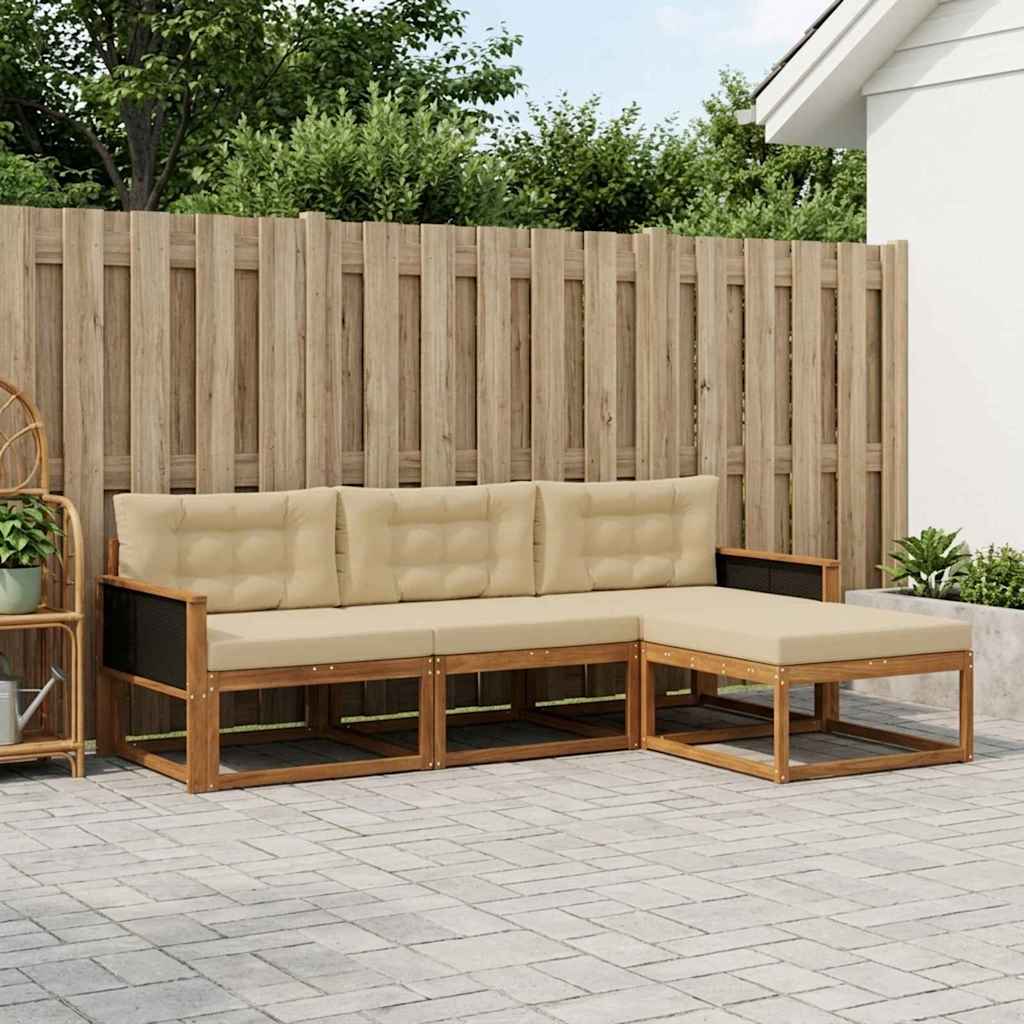 Outdoor-Sofagarnitur 4 stk. Natur und Beige