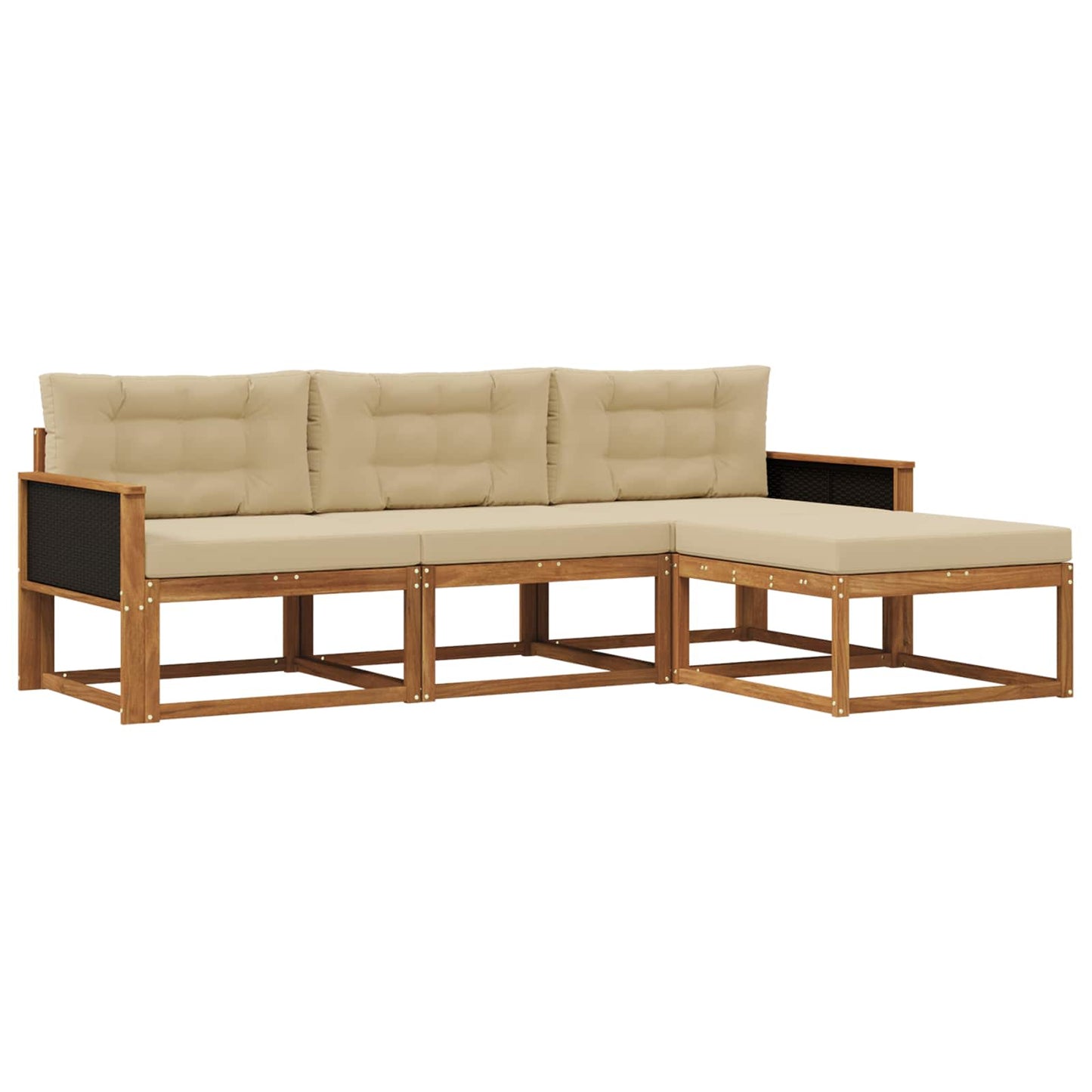 Outdoor-Sofagarnitur 4 stk. Natur und Beige