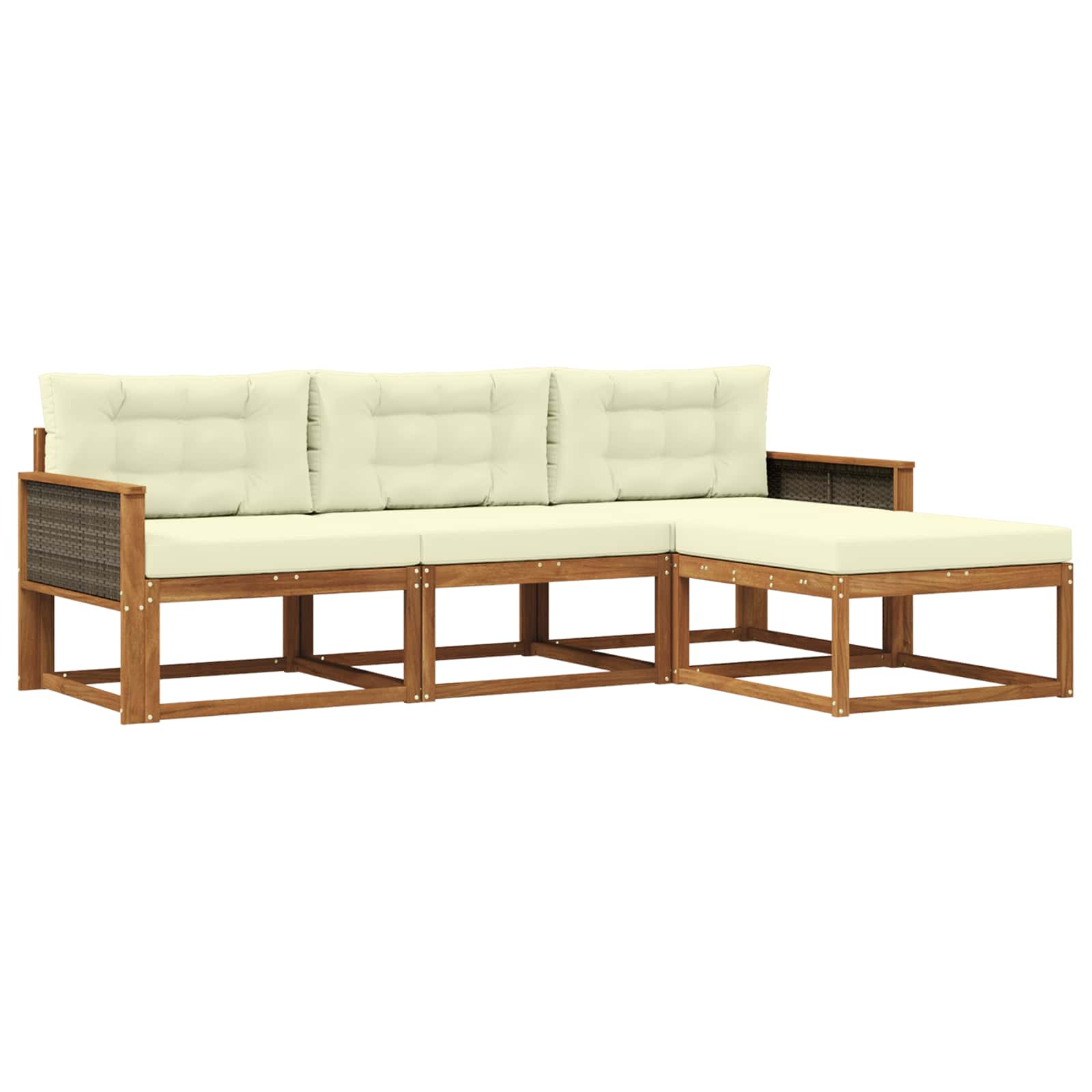 Outdoor-Sofagarnitur mit Kissen 4 pcs Natur und Creme