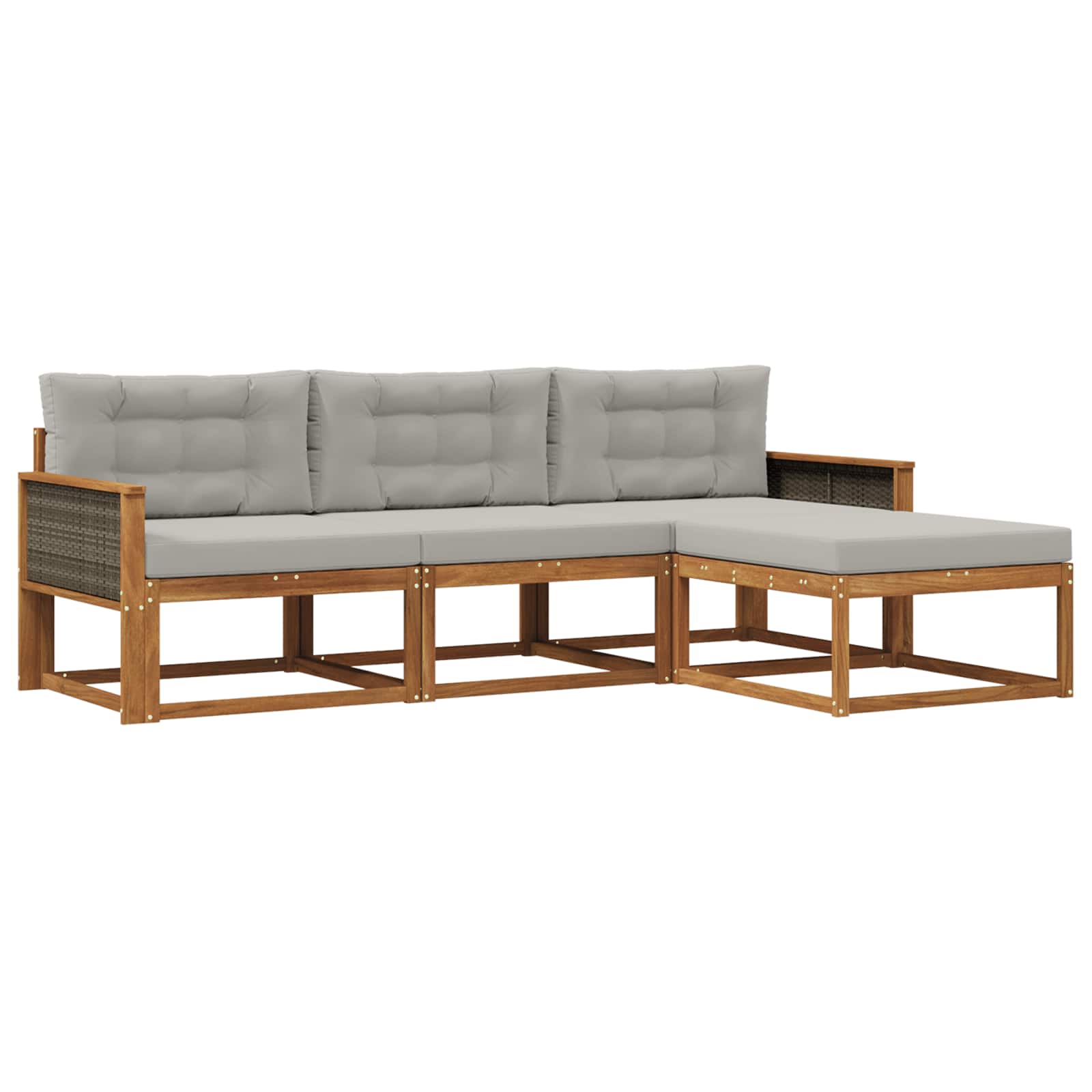 Outdoor-Sofagarnitur mit Kissen 4 pcs Natural and Light grey