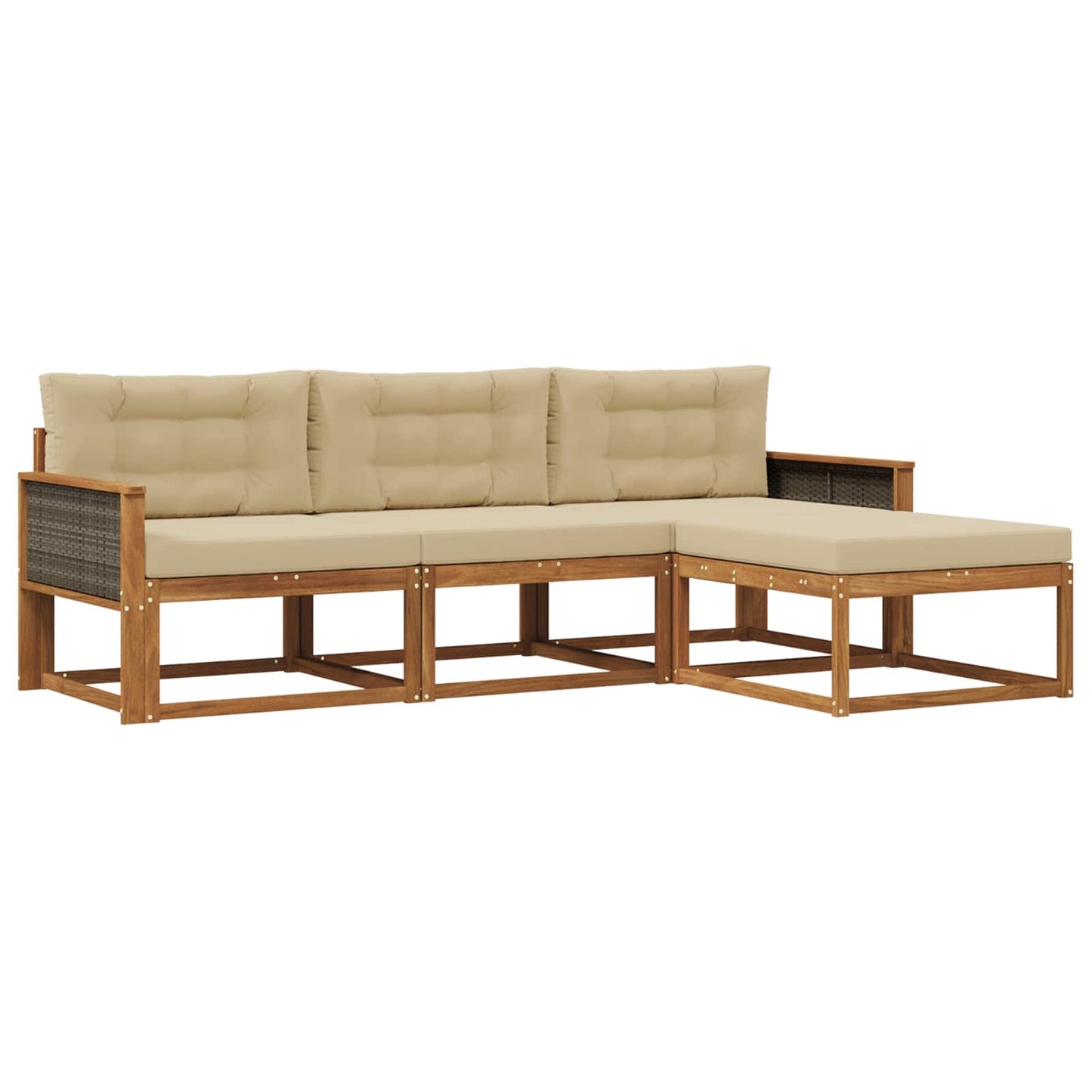 Outdoor-Sofagarnitur mit Kissen 4 pcs Natur und Beige