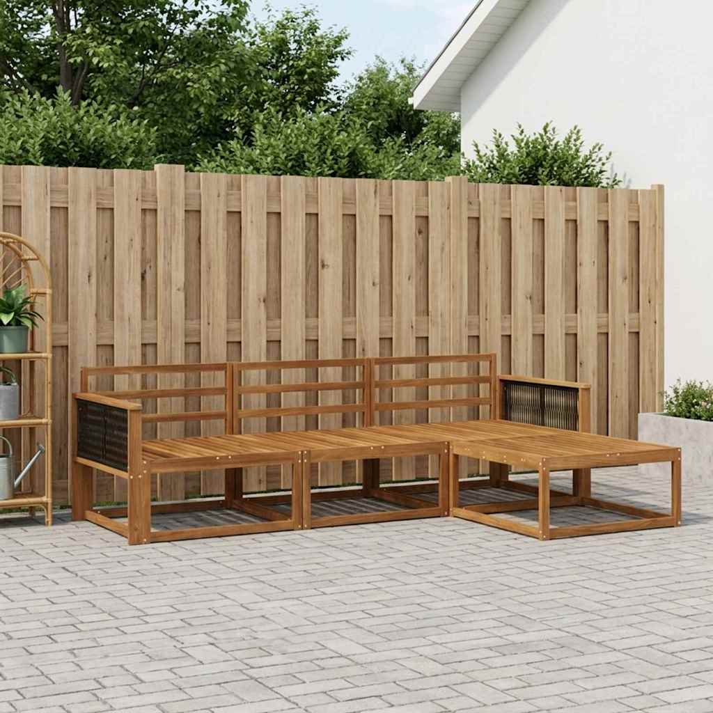 Outdoor-Sofagarnitur 4 stk. Natur Massivholz Akazie