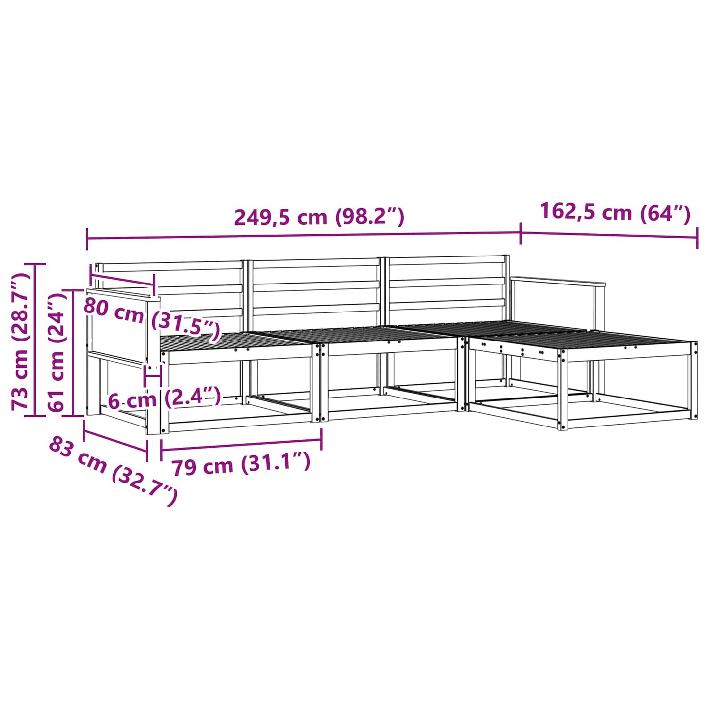 Outdoor-Sofagarnitur 4 stk. Natur Massivholz Akazie