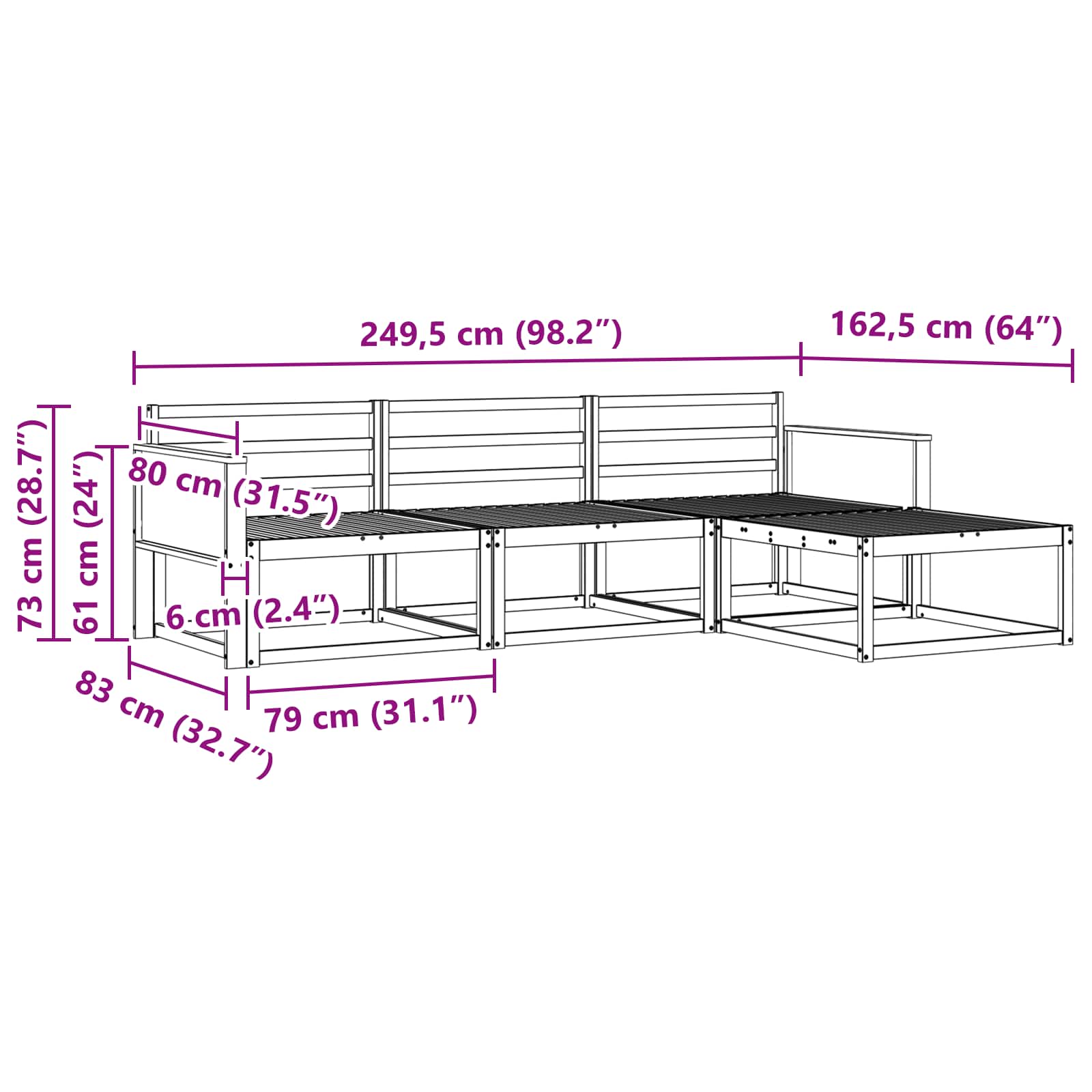Outdoor-Sofagarnitur 4 stk. Natur Massivholz Akazie