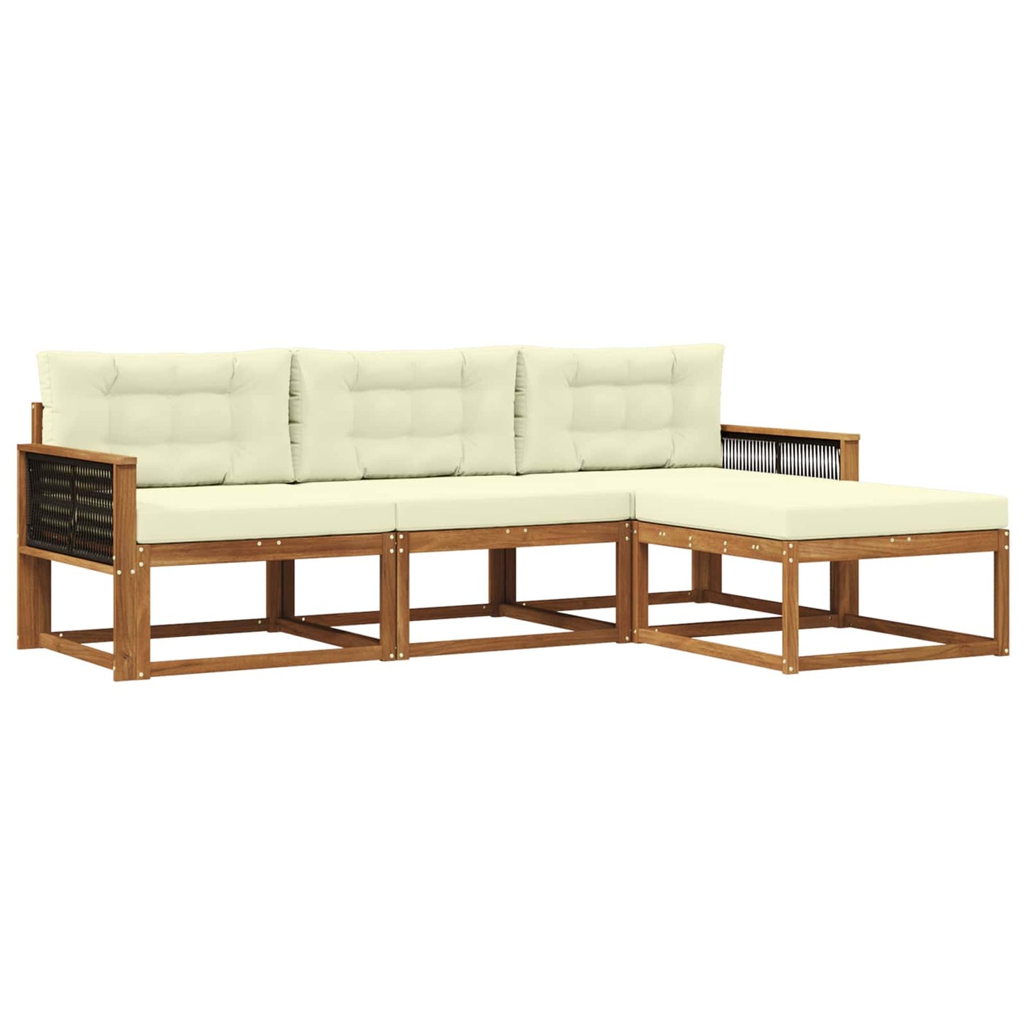Outdoor-Sofagarnitur mit Kissen 4 pcs Natur und Creme