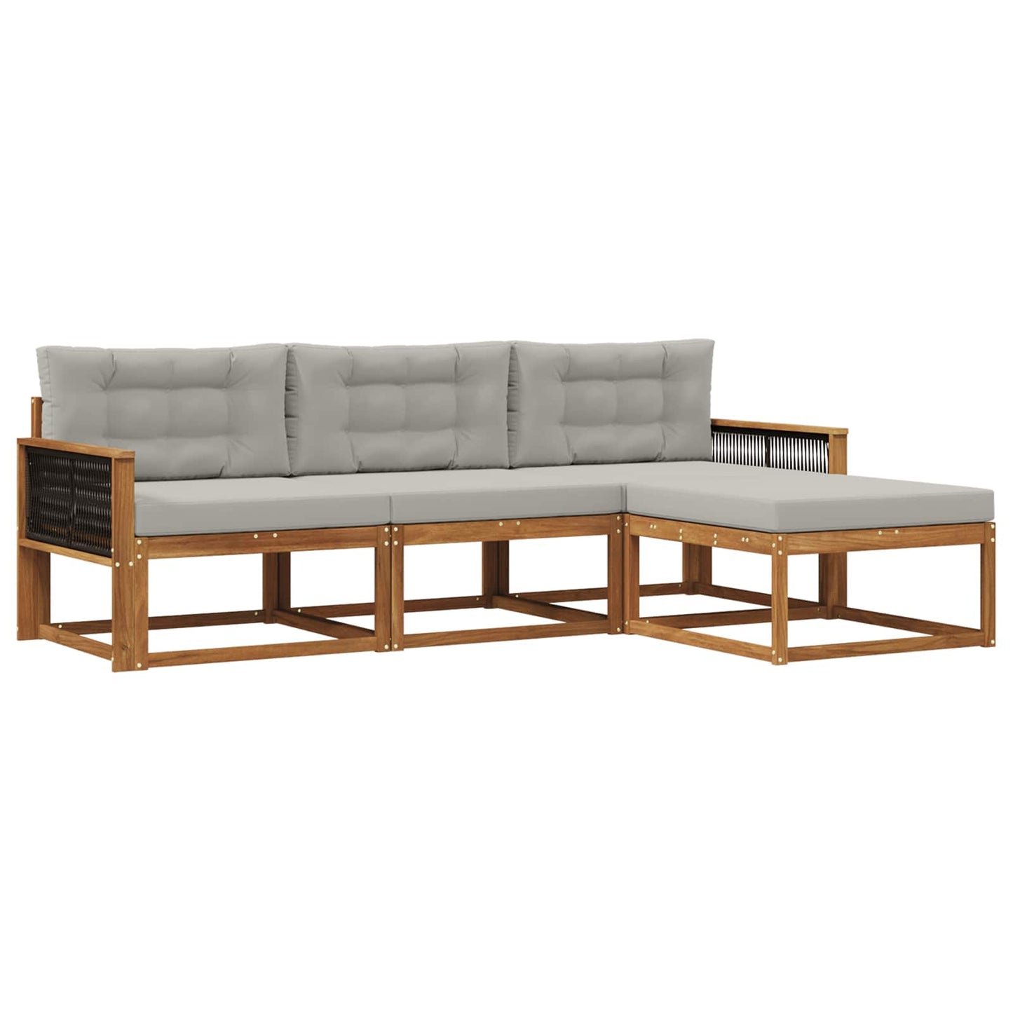 Outdoor-Sofagarnitur mit Kissen 4 pcs Natural and Light grey