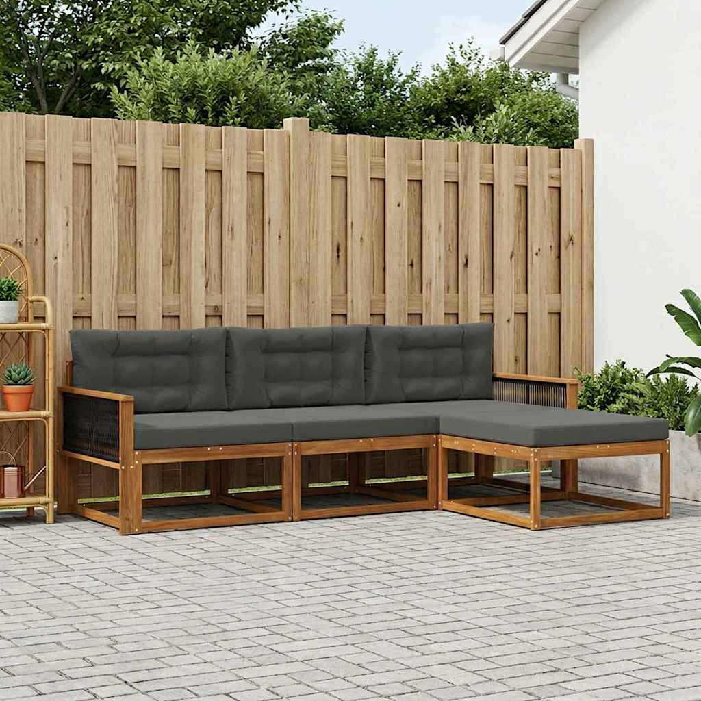 Outdoor-Sofagarnitur 4 stk. Natur und Anthrazit