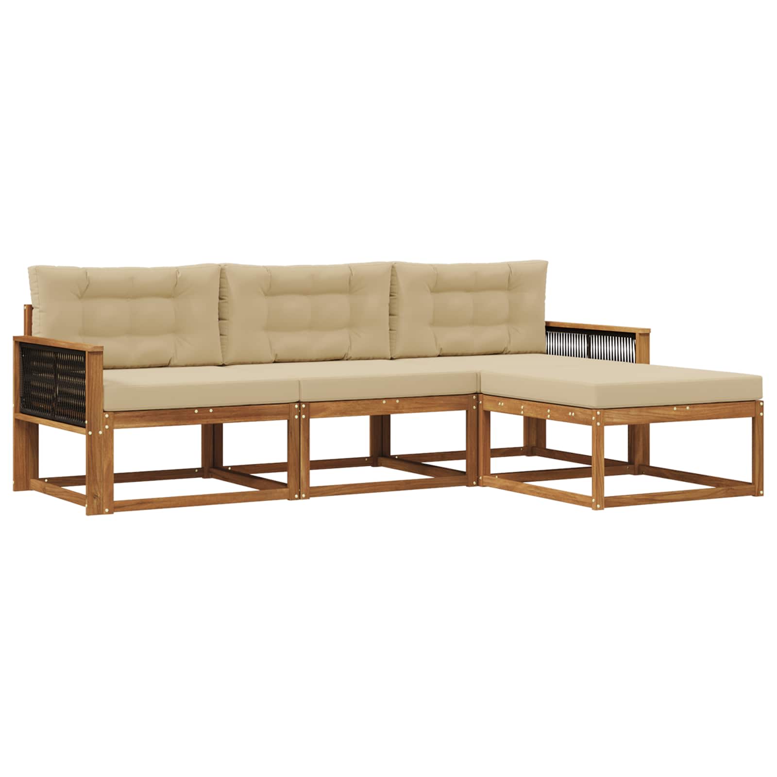 Outdoor-Sofagarnitur 4 stk. Natur und Beige