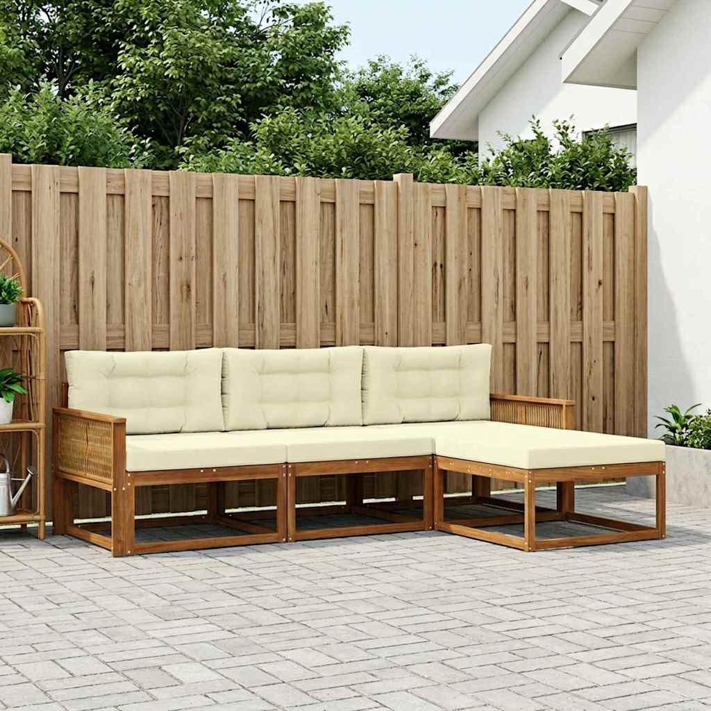 Outdoor-Sofagarnitur 4 stk. Natur und Creme