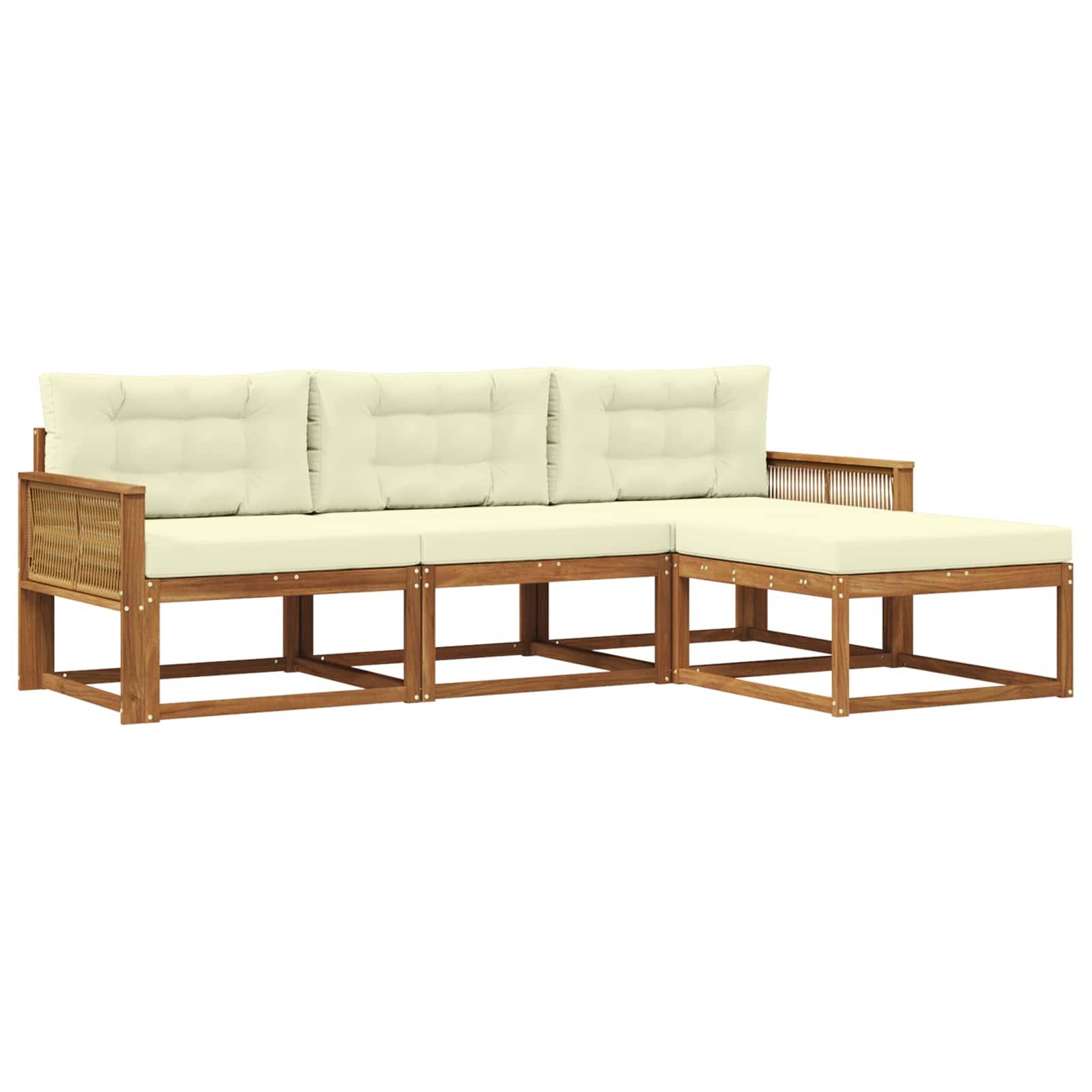 Outdoor-Sofagarnitur 4 stk. Natur und Creme