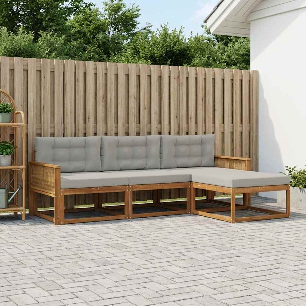 Outdoor-Sofagarnitur 4 stk. Natural and Light grey