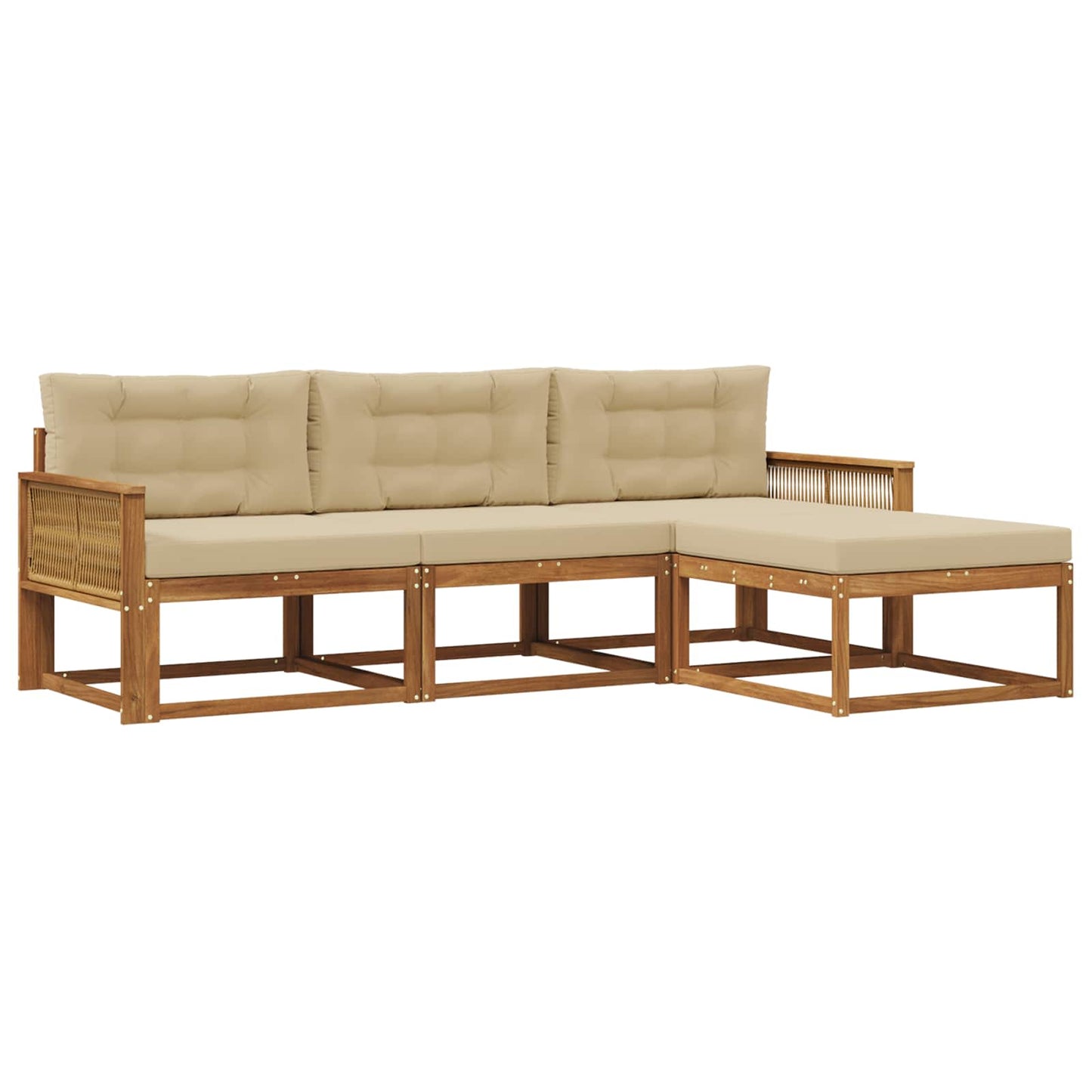 Outdoor-Sofagarnitur mit Kissen 4 pcs Natur und Beige