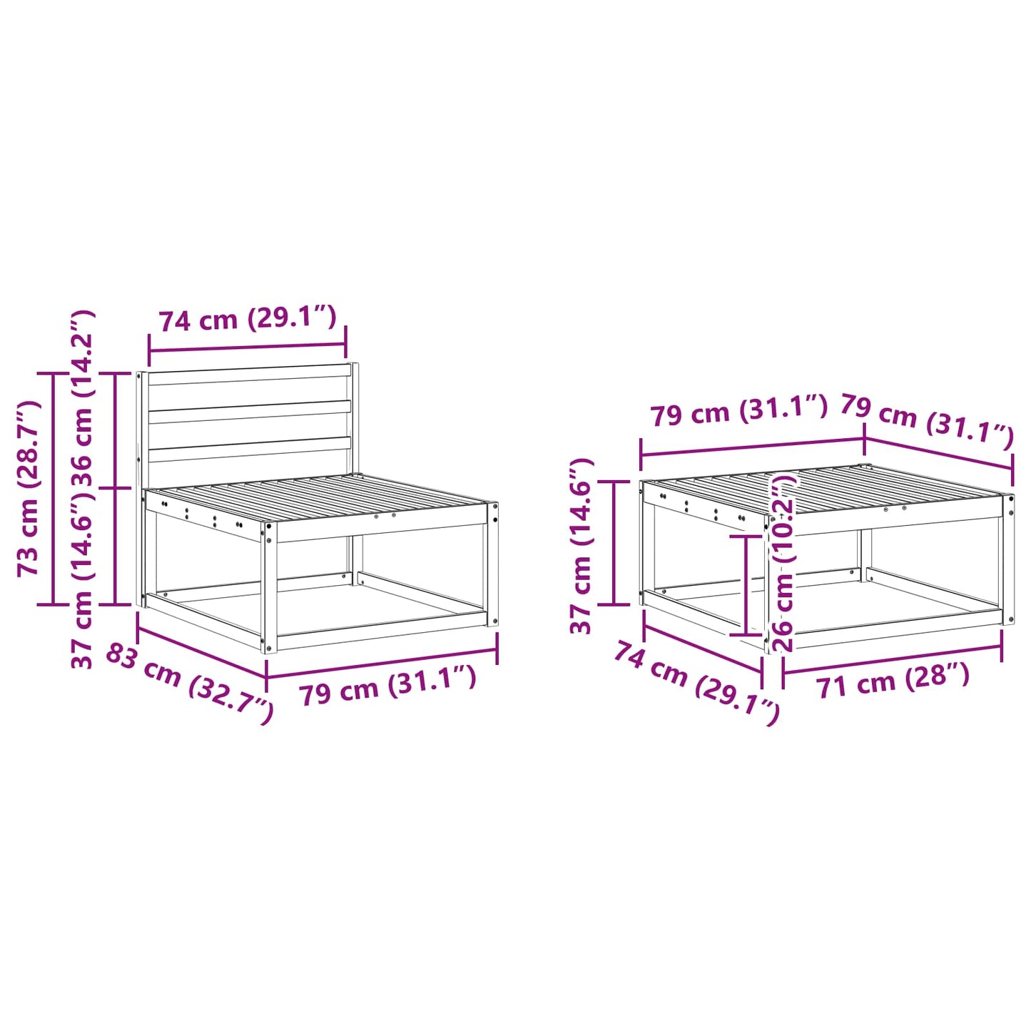 Outdoor-Sofagarnitur 5 stk. Natur Massivholz Akazie