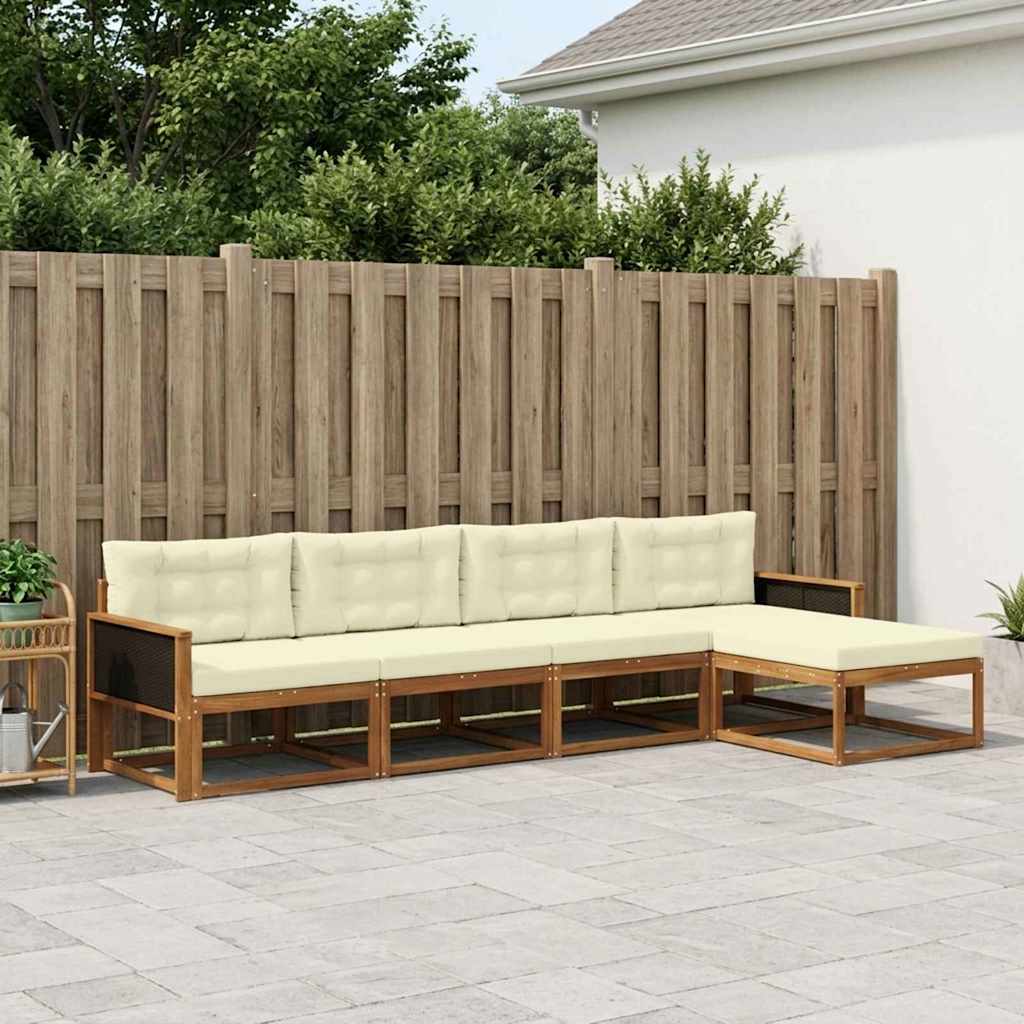 Outdoor-Sofagarnitur 5 stk. Natur und Creme