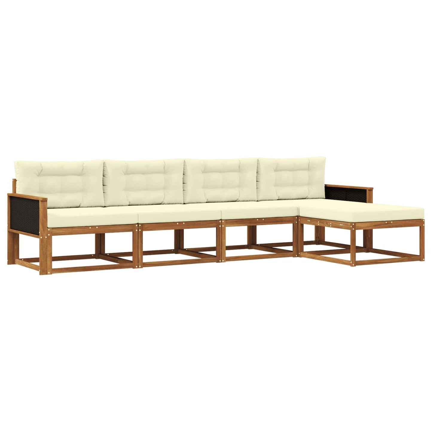 Outdoor-Sofagarnitur 5 stk. Natur und Creme