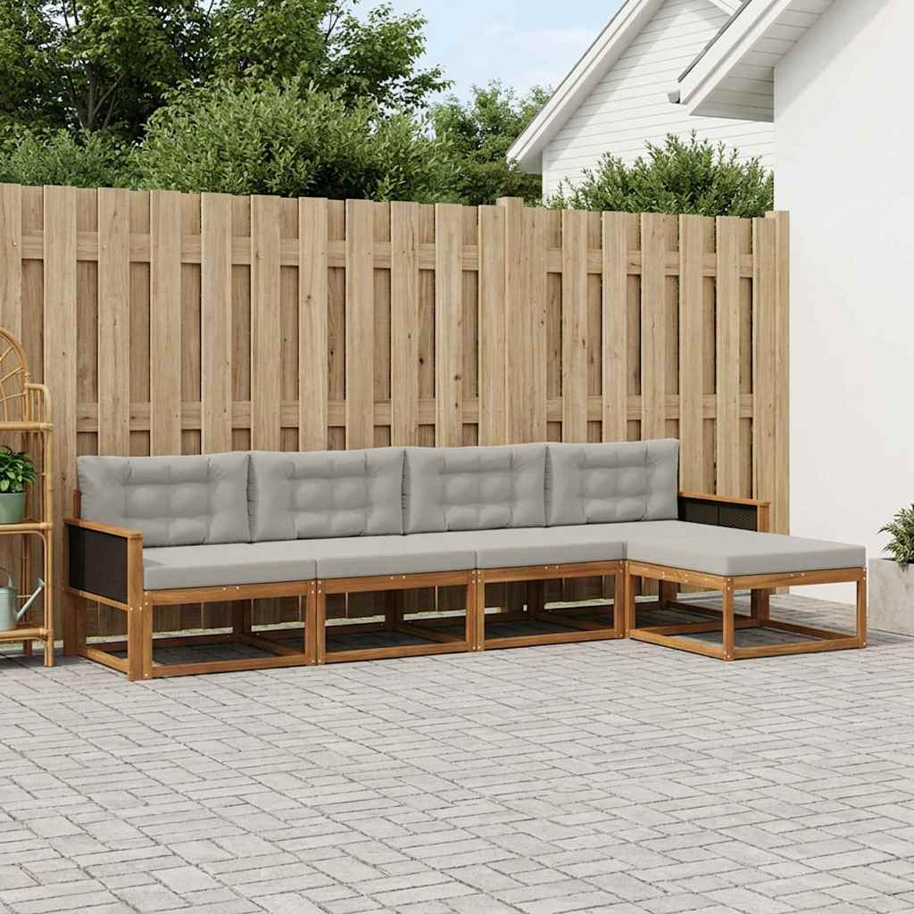 Outdoor-Sofagarnitur 5 stk. Natural and Light grey