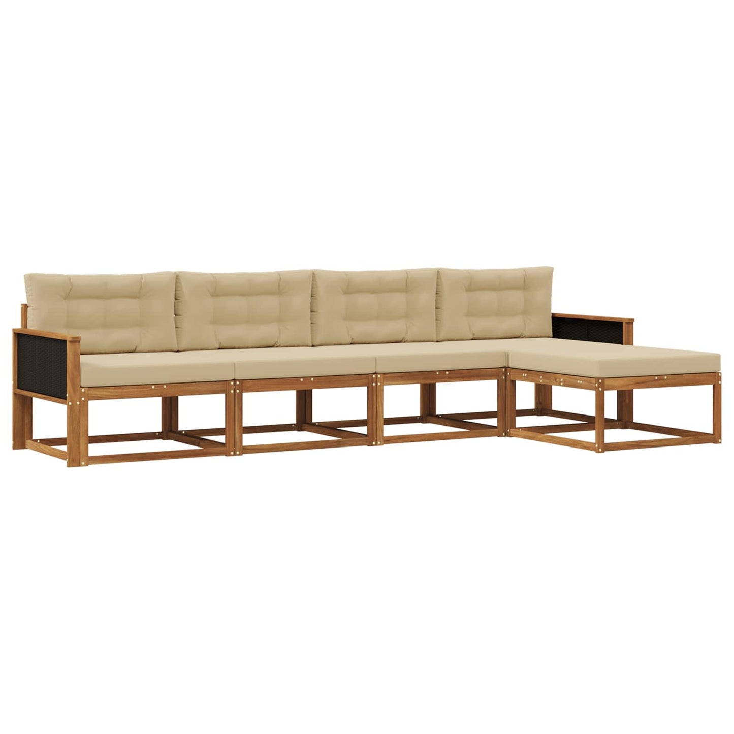 Outdoor-Sofagarnitur mit Kissen 5 pcs Natur und Beige