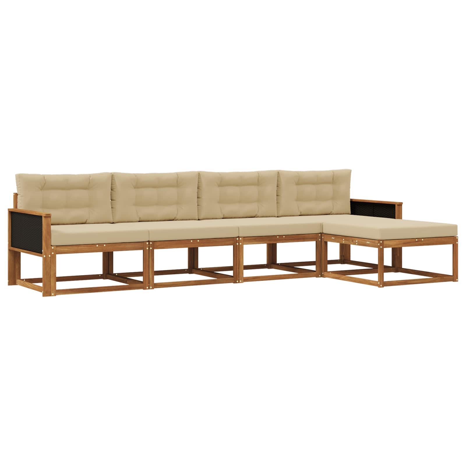 Outdoor-Sofagarnitur mit Kissen 5 pcs Natur und Beige