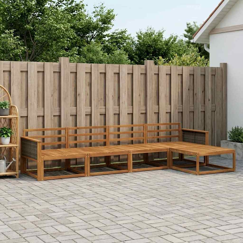 Outdoor-Sofagarnitur 5 stk. Natur Massivholz Akazie