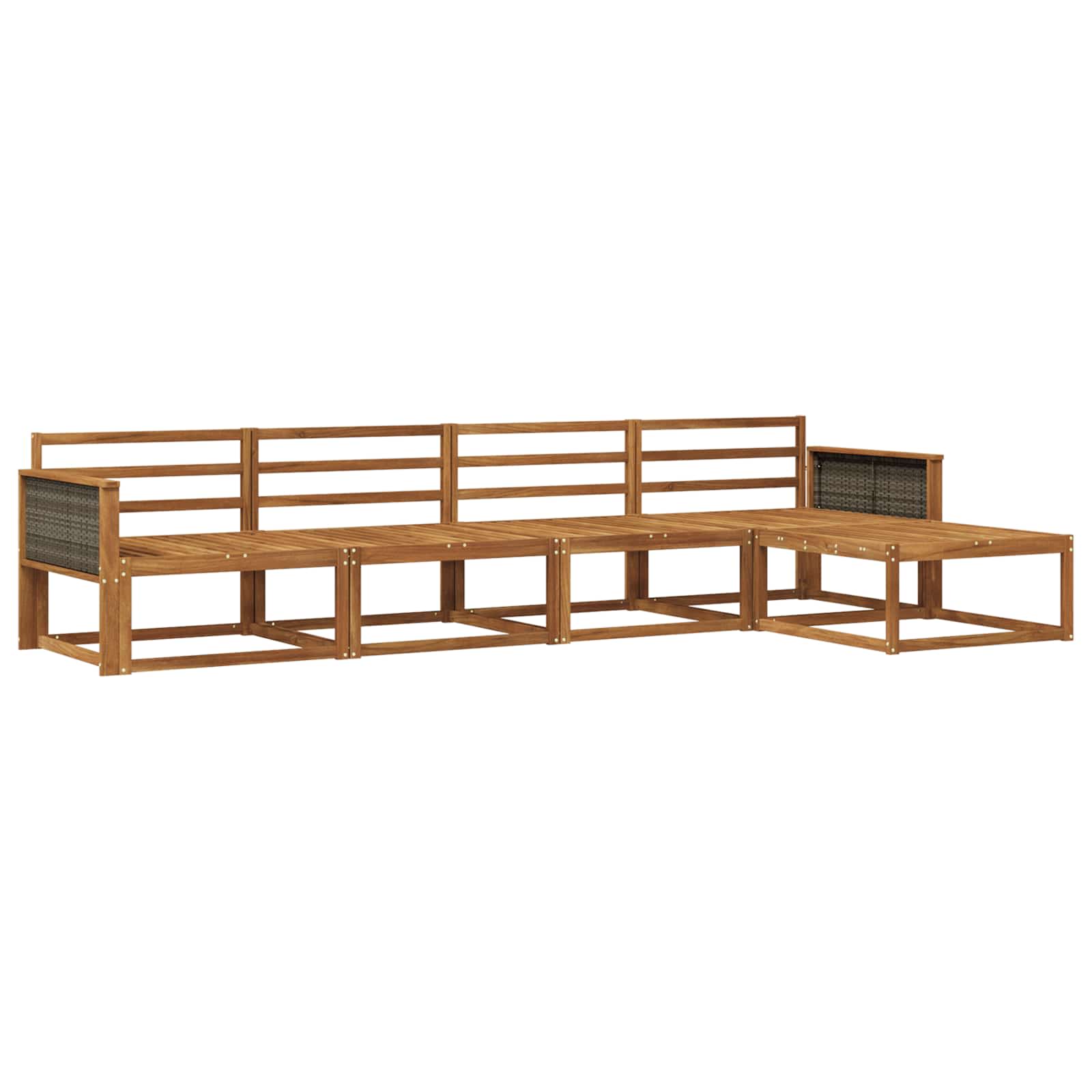 Outdoor-Sofagarnitur 5 stk. Natur Massivholz Akazie