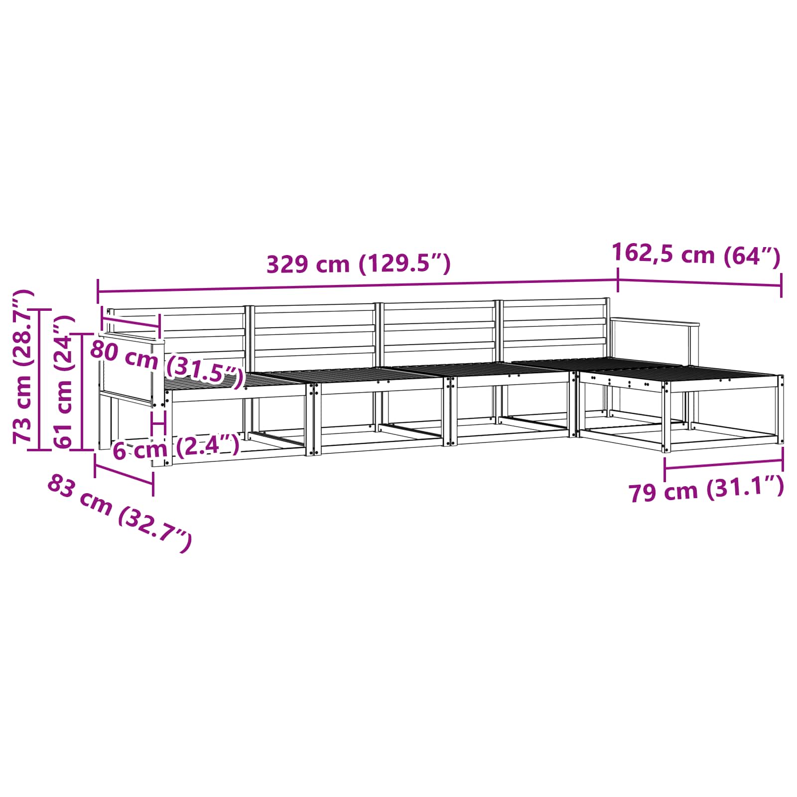 Outdoor-Sofagarnitur 5 stk. Natur Massivholz Akazie