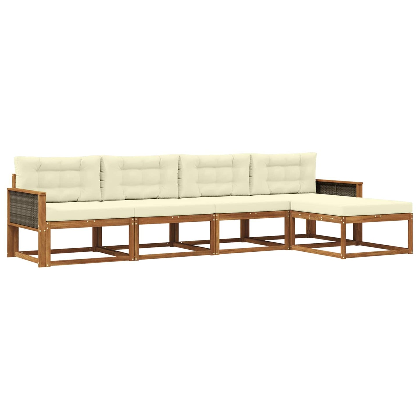 Outdoor-Sofagarnitur mit Kissen 5 pcs Natur und Creme