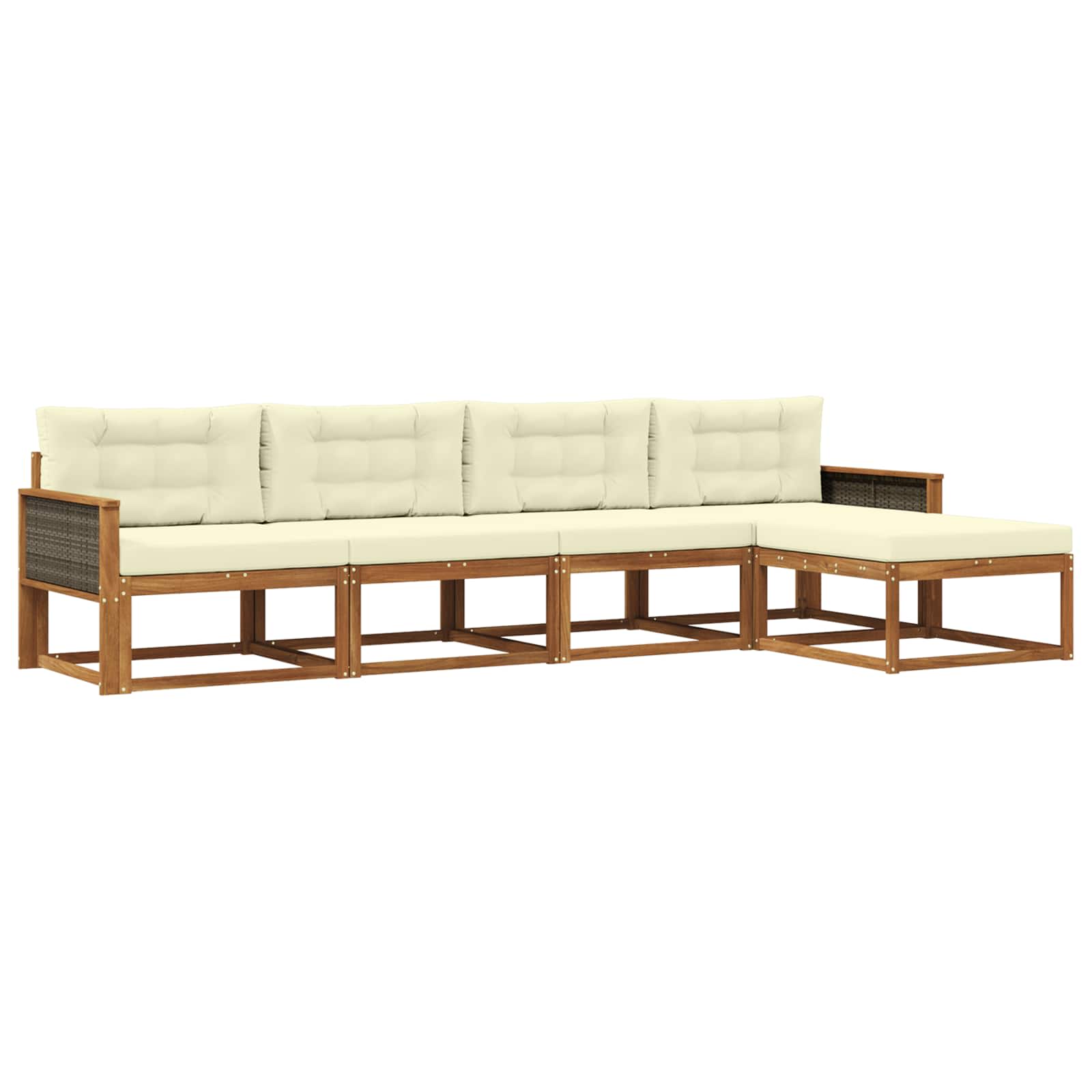 Outdoor-Sofagarnitur mit Kissen 5 pcs Natur und Creme