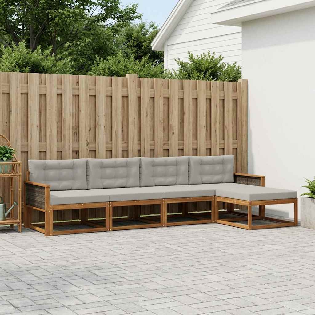 Outdoor-Sofagarnitur 5 stk. Natural and Light grey