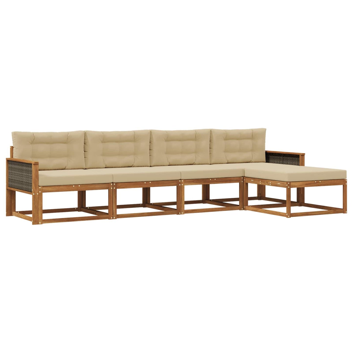 Outdoor-Sofagarnitur mit Kissen 5 pcs Natur und Beige