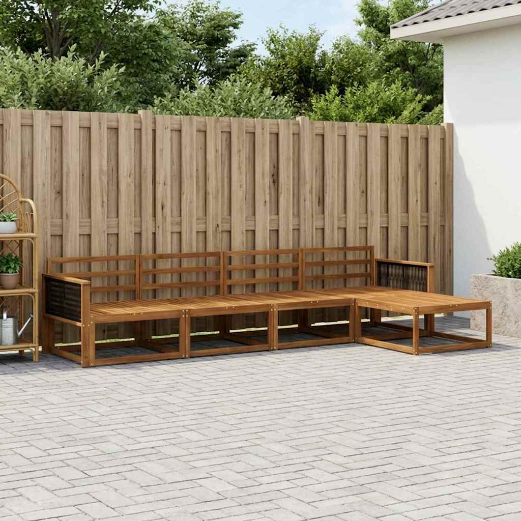 Outdoor-Sofagarnitur 5 stk. Natur Massivholz Akazie