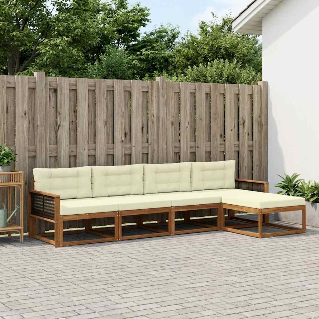 Outdoor-Sofagarnitur 5 stk. Natur und Creme