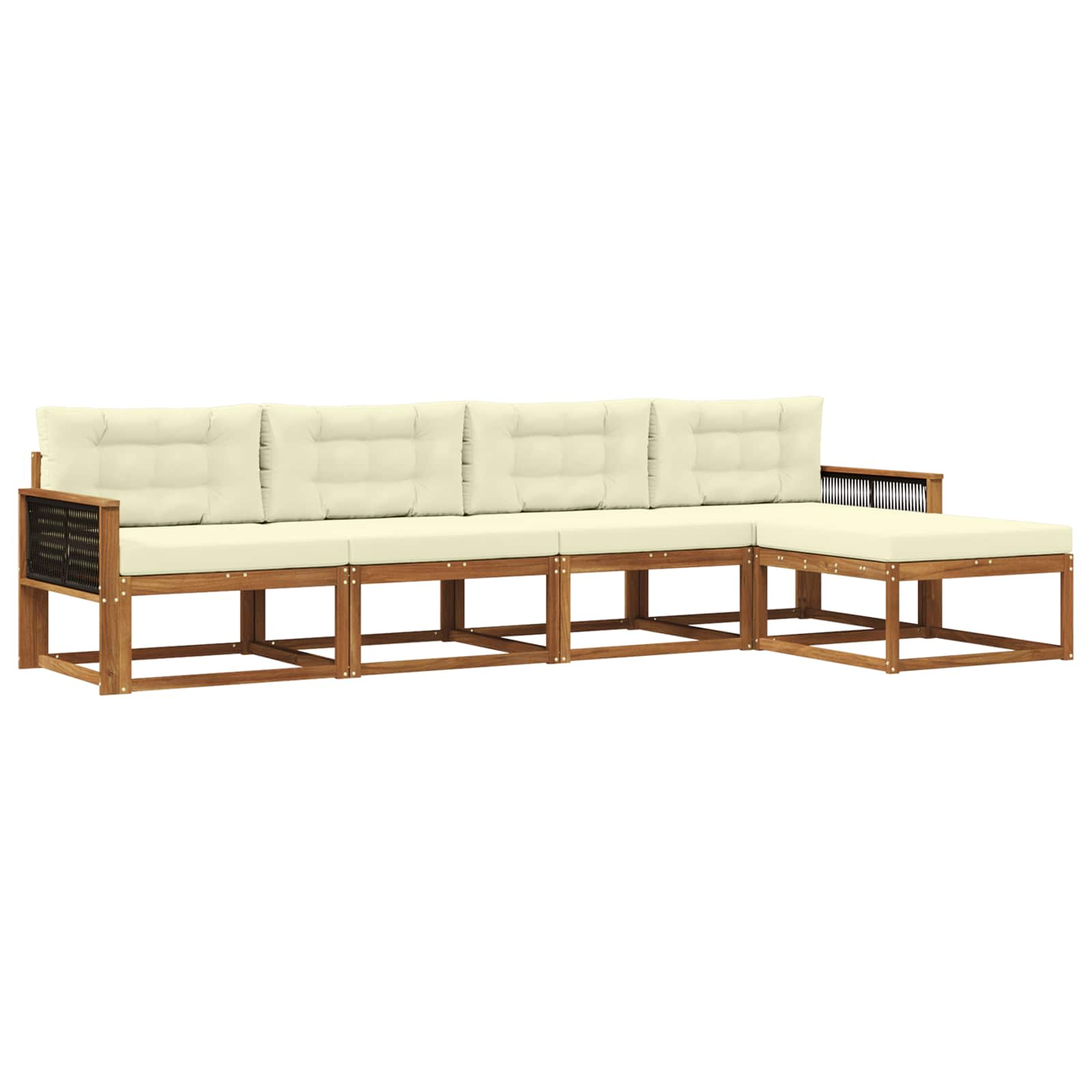 Outdoor-Sofagarnitur 5 stk. Natur und Creme