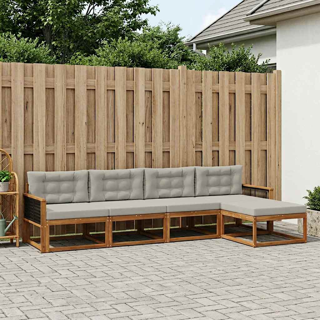 Outdoor-Sofagarnitur 5 stk. Natural and Light grey