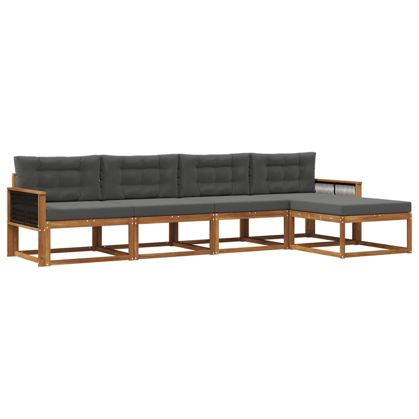 Outdoor-Sofagarnitur 5 stk. Natur und Anthrazit